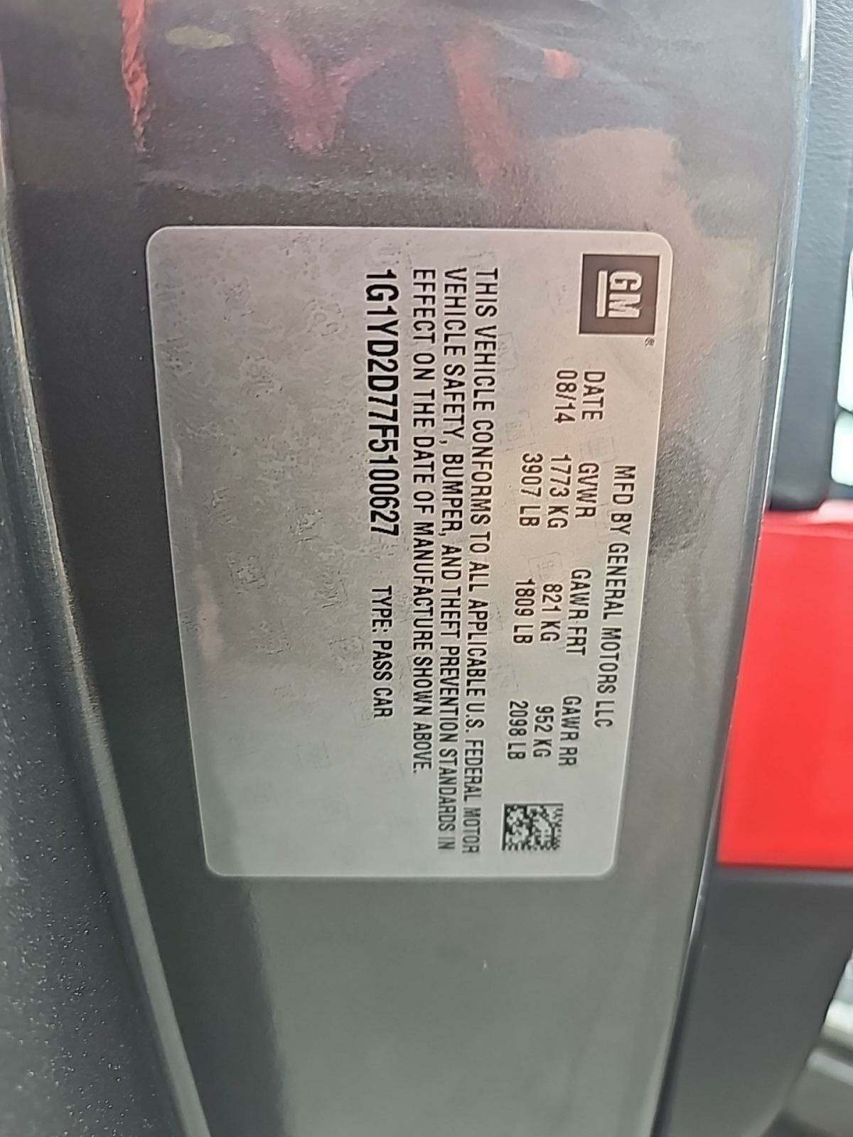 2015 Chevrolet Corvette Stingray RWD