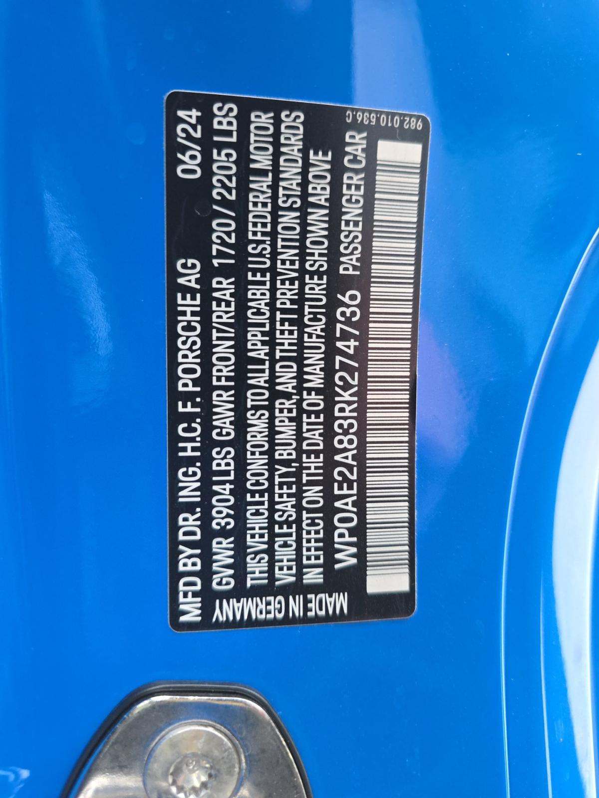 2024 Porsche 718 Cayman GT4 RS RWD