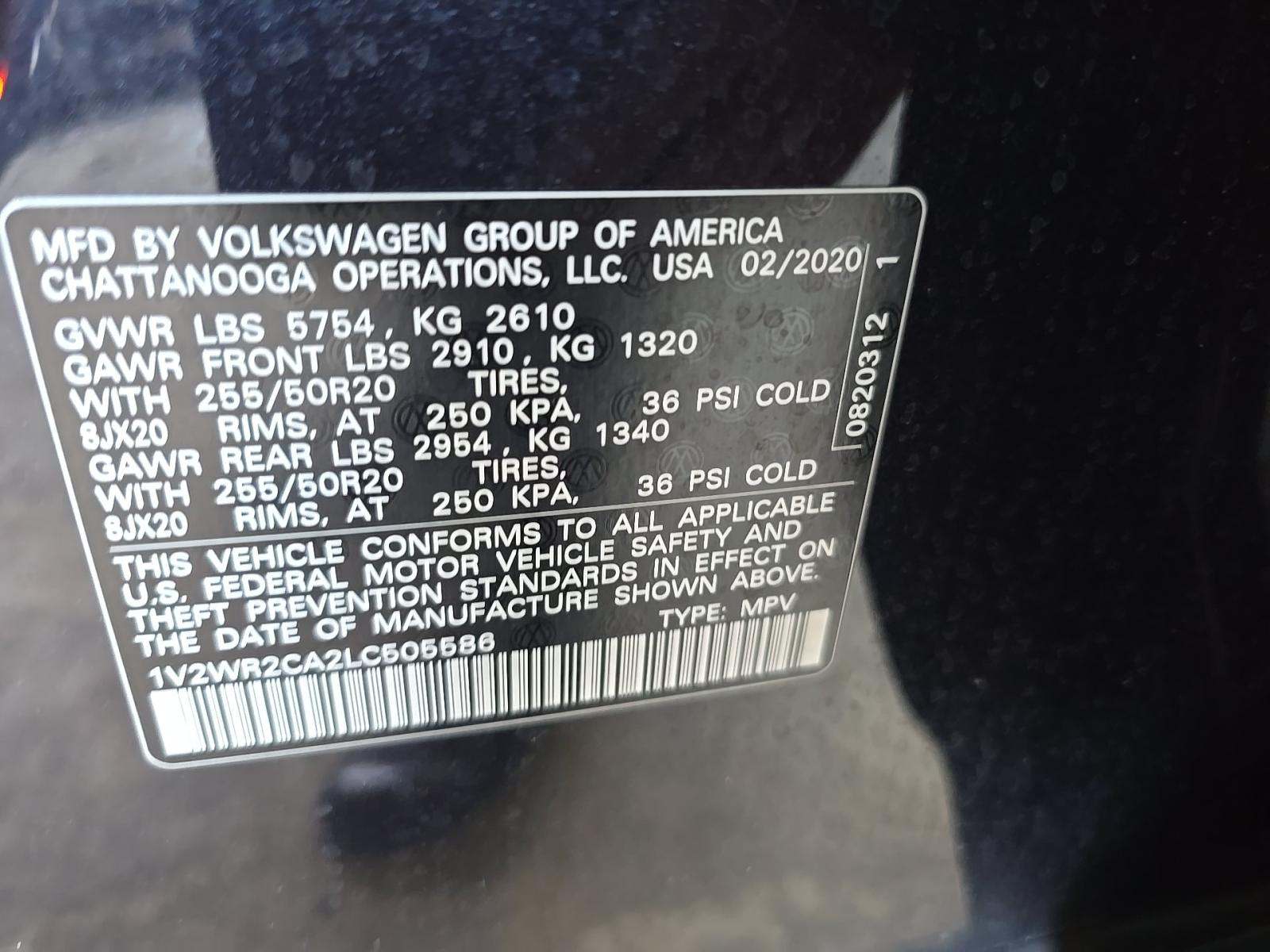 2020 Volkswagen Atlas 3.6L SE FWD