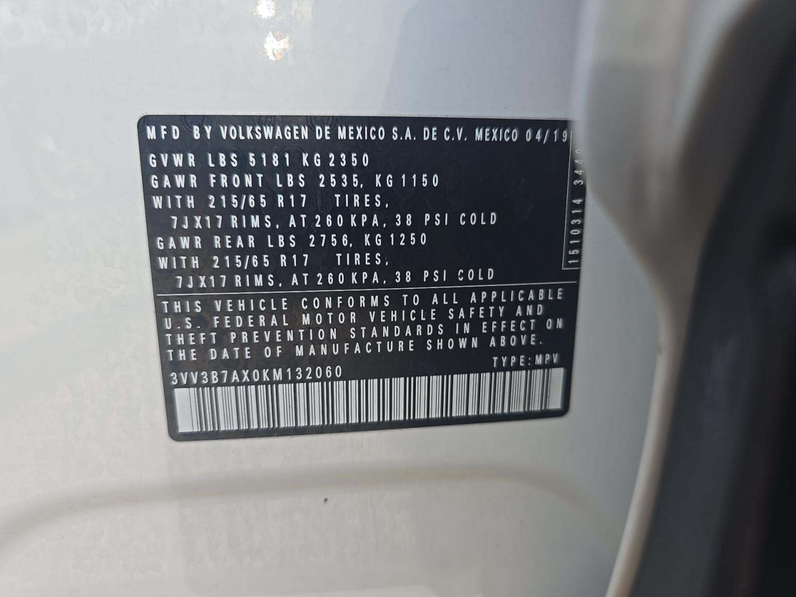 2019 Volkswagen Tiguan 2.0T SE FWD