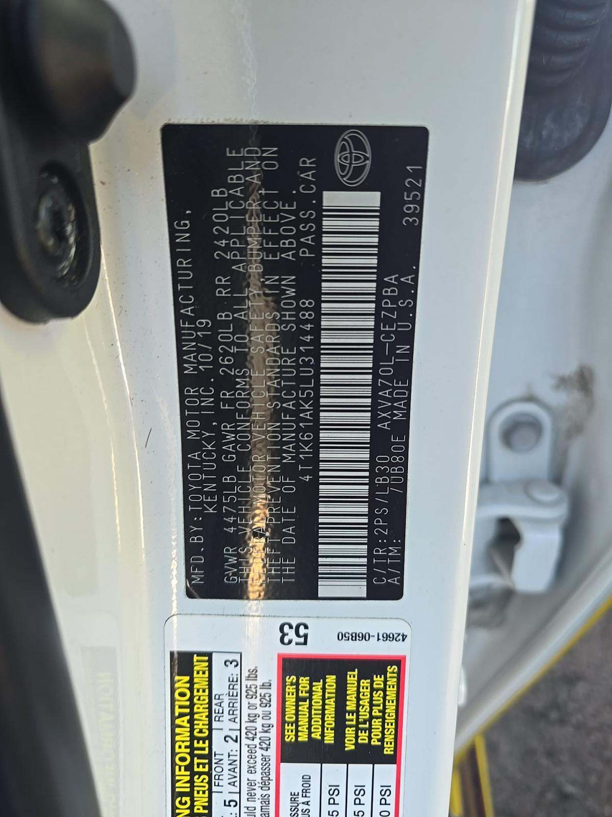 2020 Toyota Camry XSE FWD