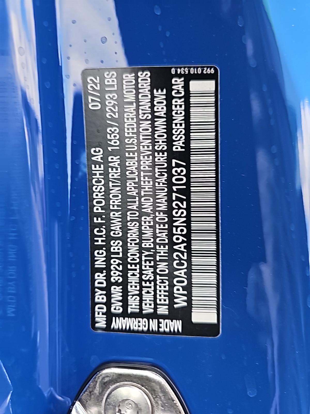 2022 Porsche 911 GT3 RWD