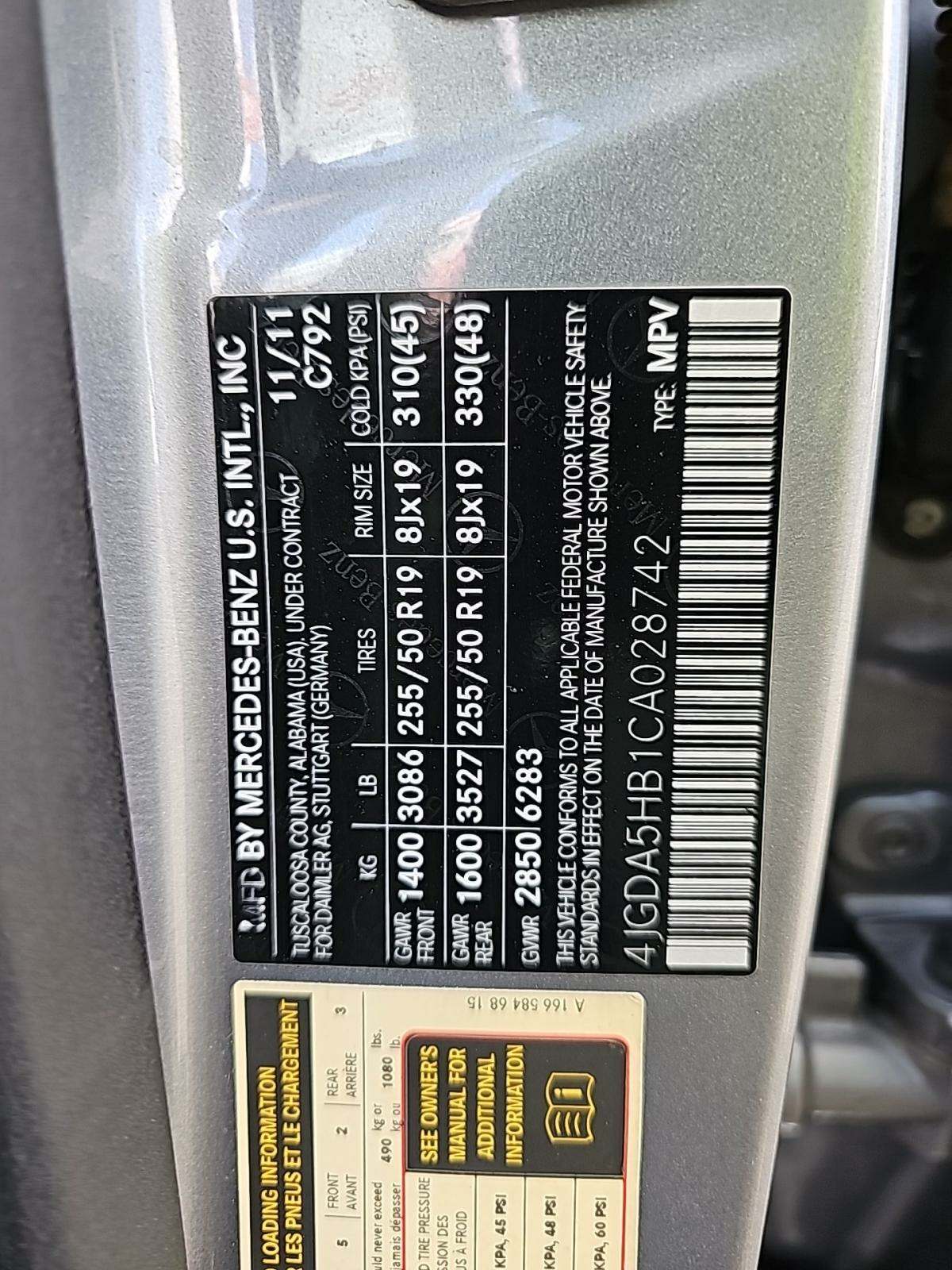 2012 Mercedes-Benz M-Class ML 350 AWD