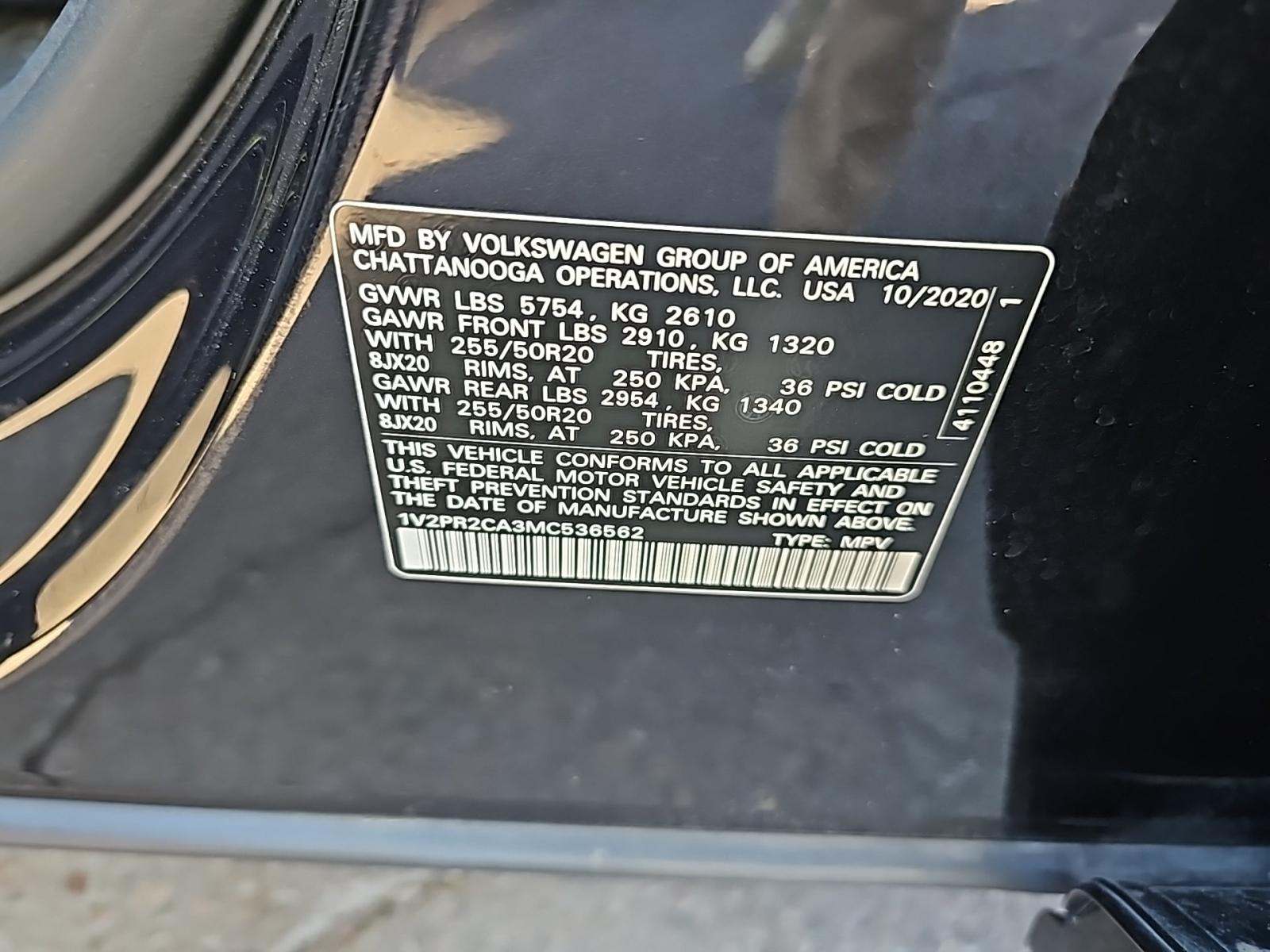 2021 Volkswagen Atlas 3.6L SE FWD