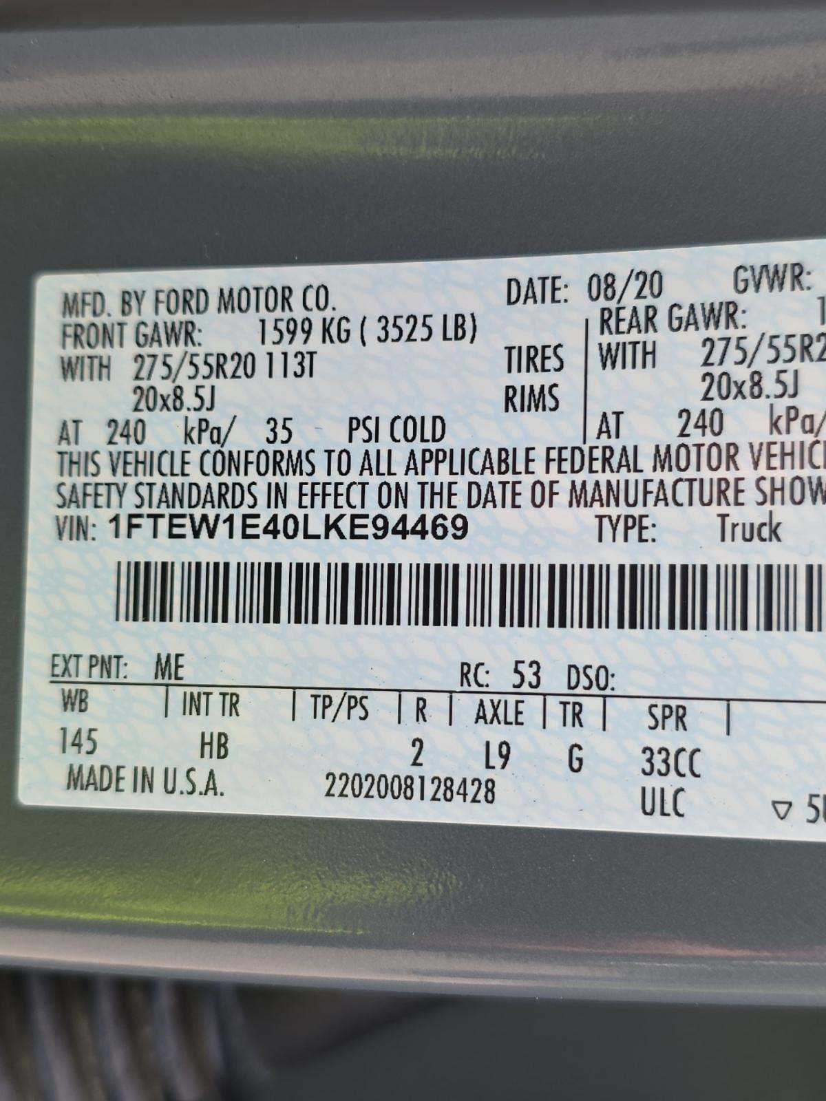 2020 Ford F-150 Lariat AWD