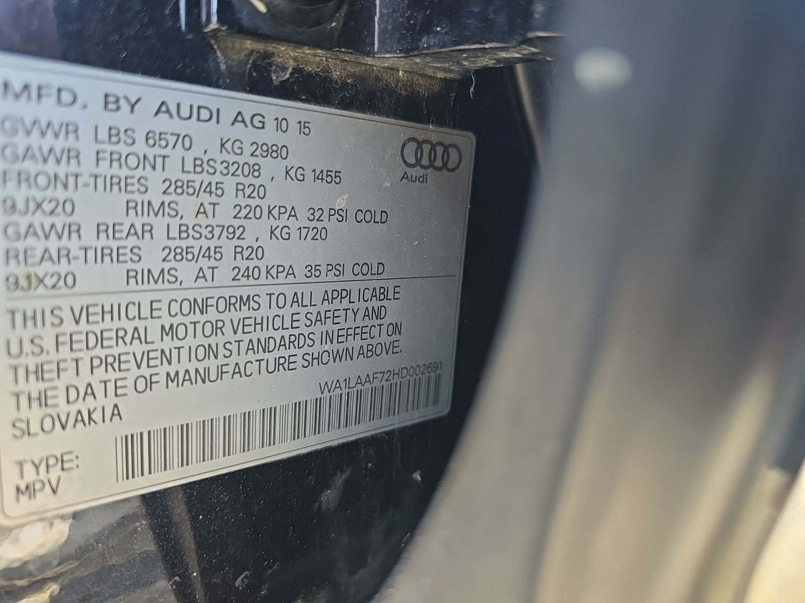 2017 Audi Q7 3.0T Premium Plus AWD