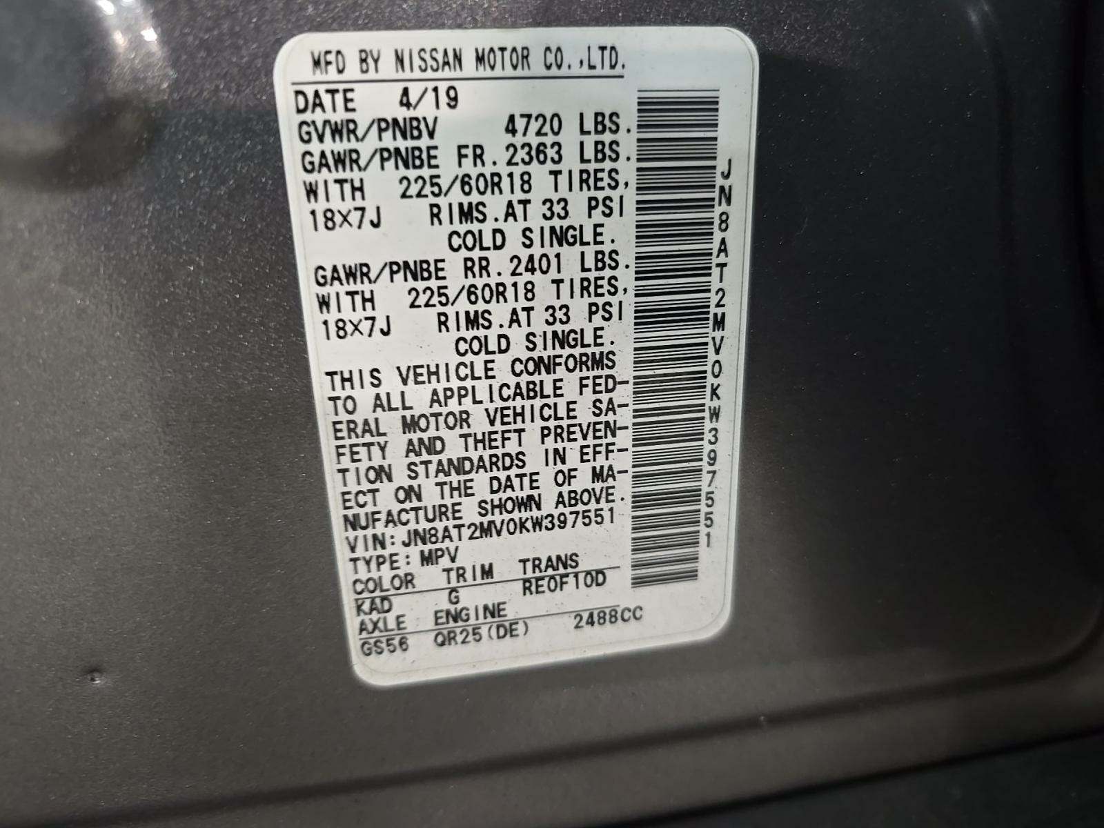 2019 Nissan Rogue SV AWD