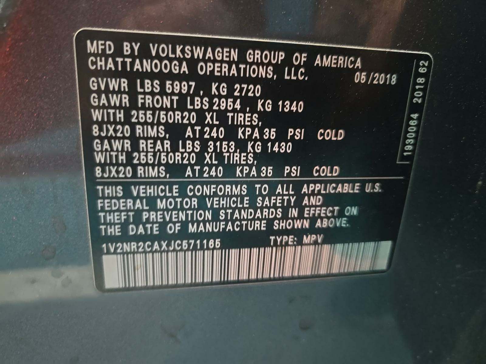 2018 Volkswagen Atlas 3.6L SEL Premium AWD