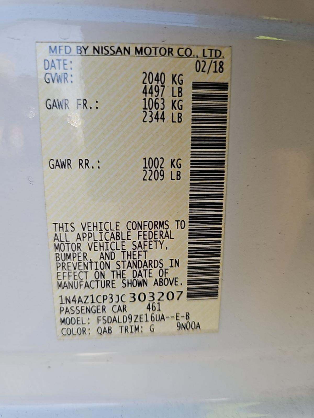 2018 Nissan LEAF SV FWD