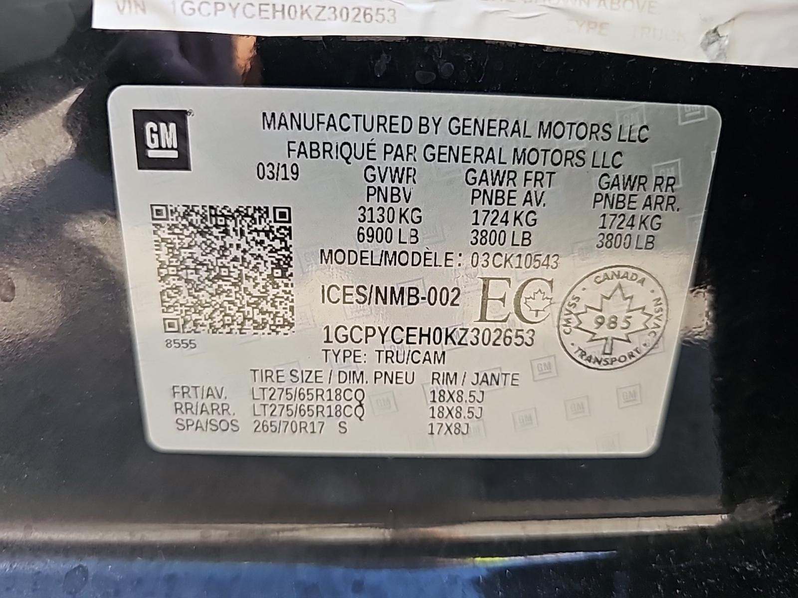 2019 Chevrolet Silverado 1500 Custom Trail Boss AWD