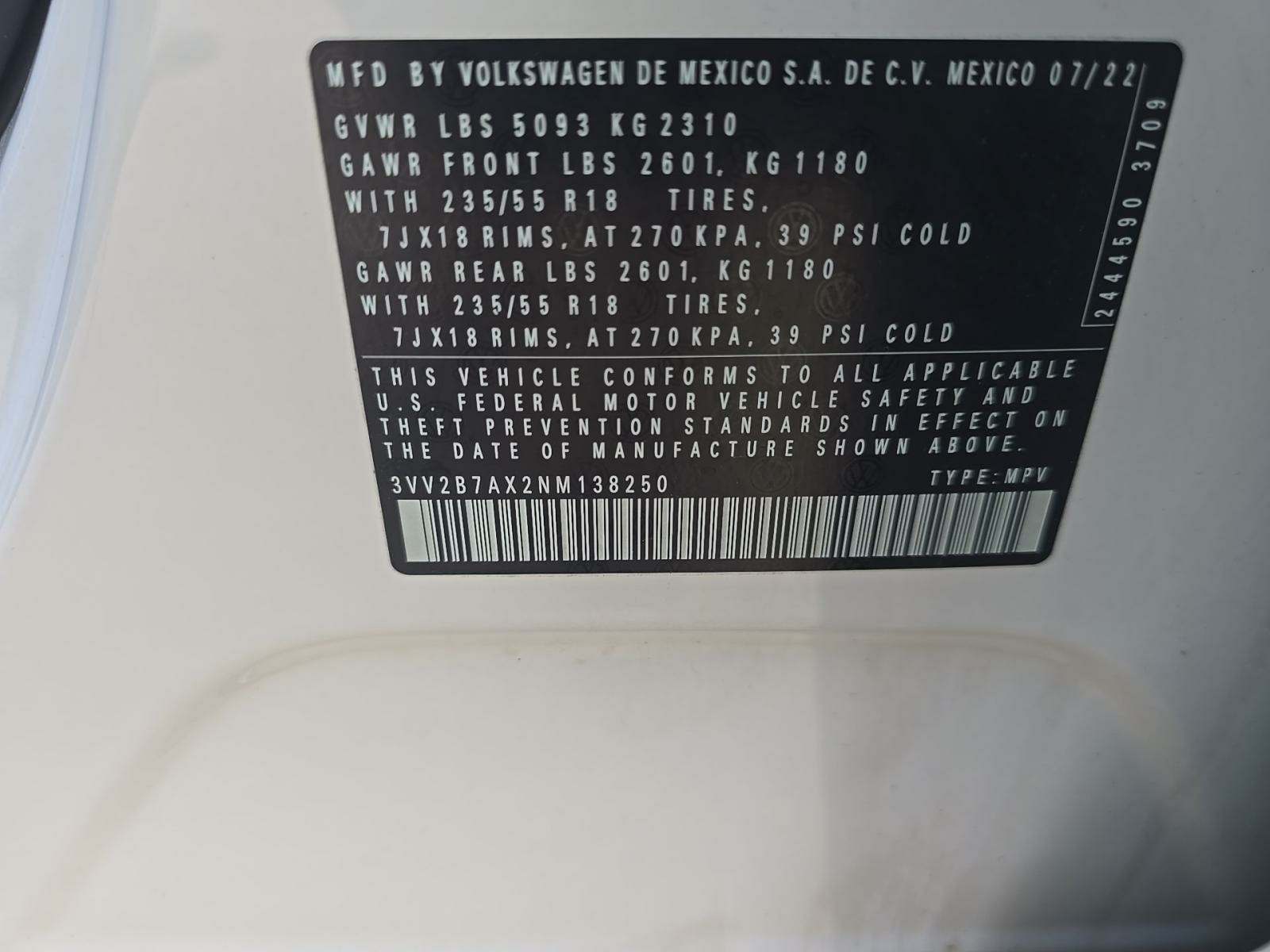 2022 Volkswagen Tiguan 2.0T SE AWD