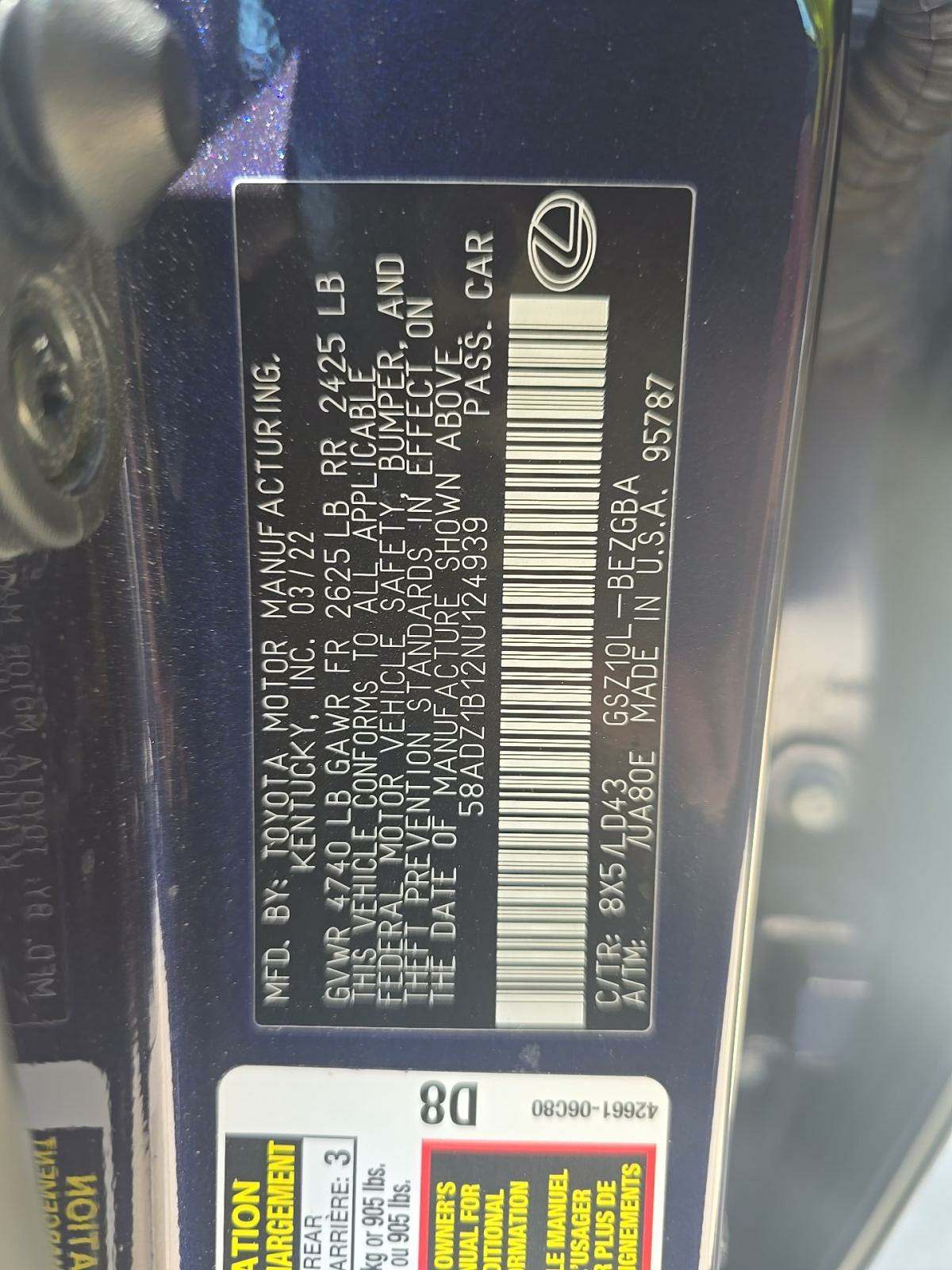 2022 Lexus ES ES 350 FWD