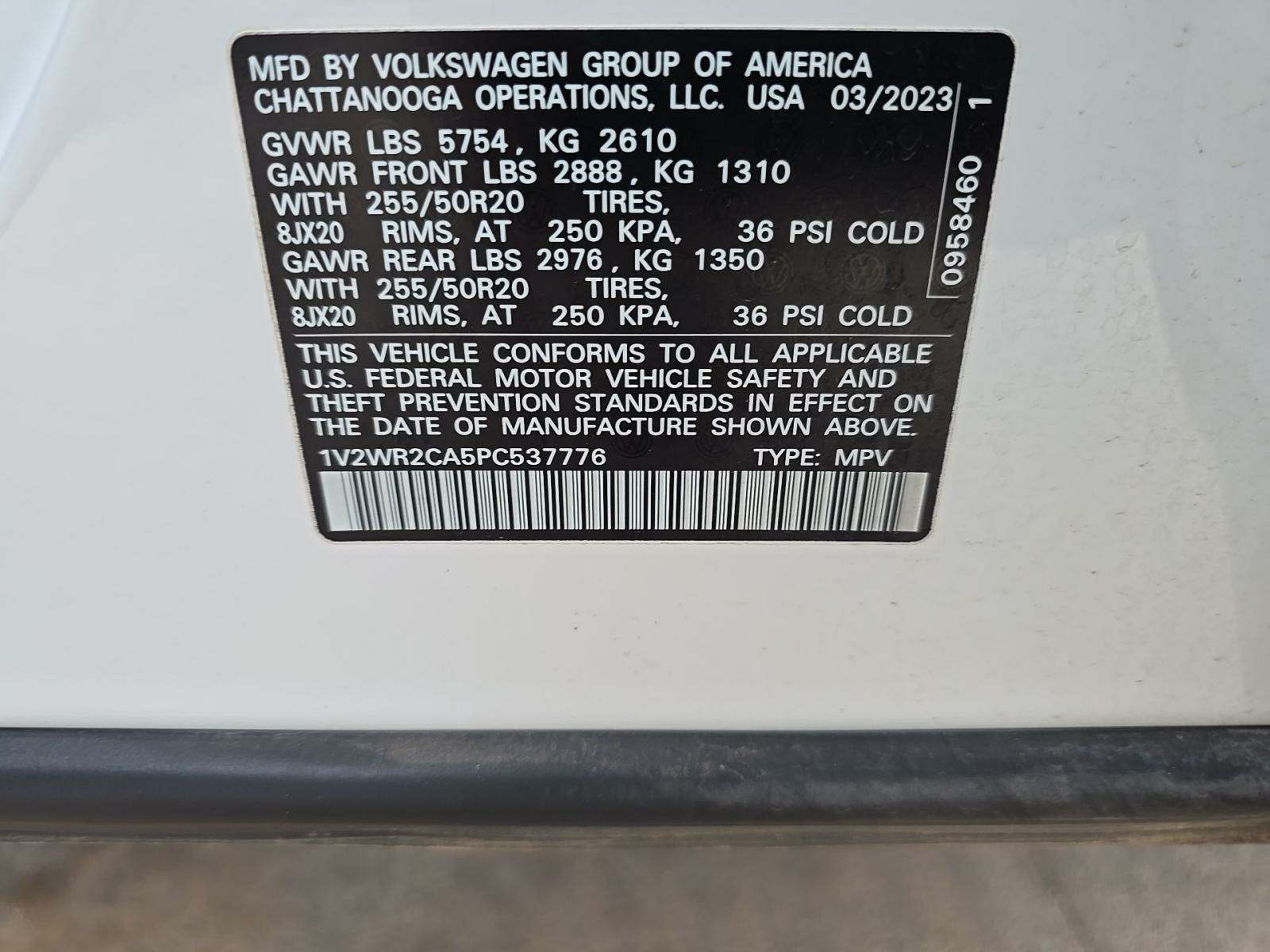 2023 Volkswagen Atlas 3.6L SE FWD