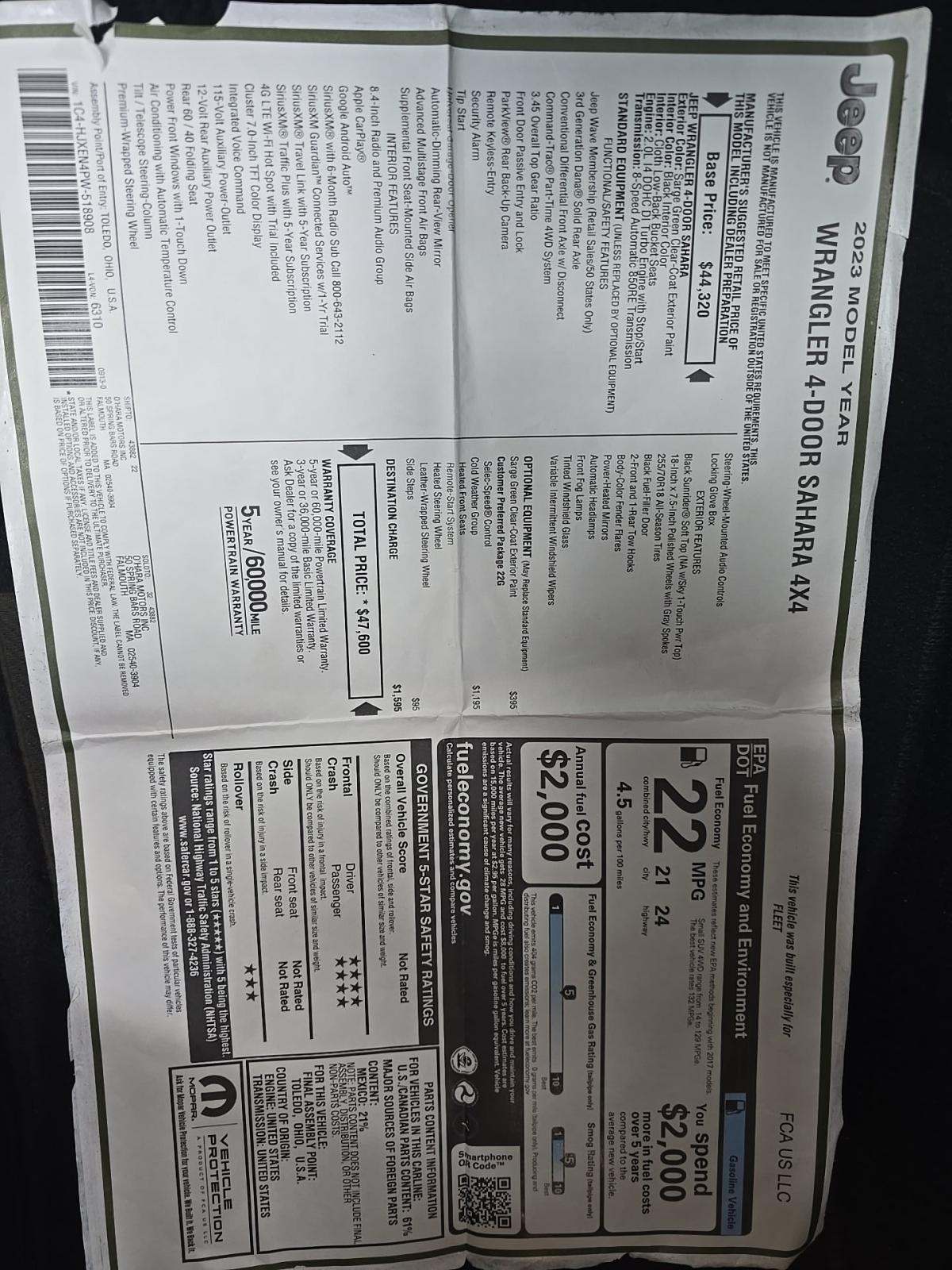 2023 Jeep Wrangler Sahara AWD