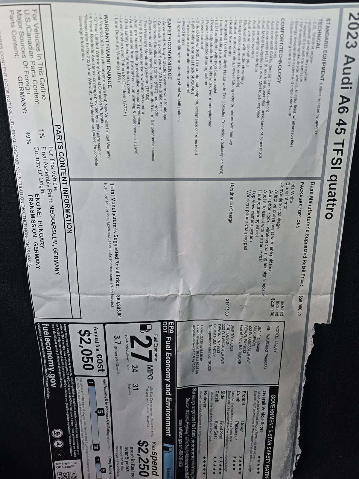 2023 Audi A6 Premium AWD