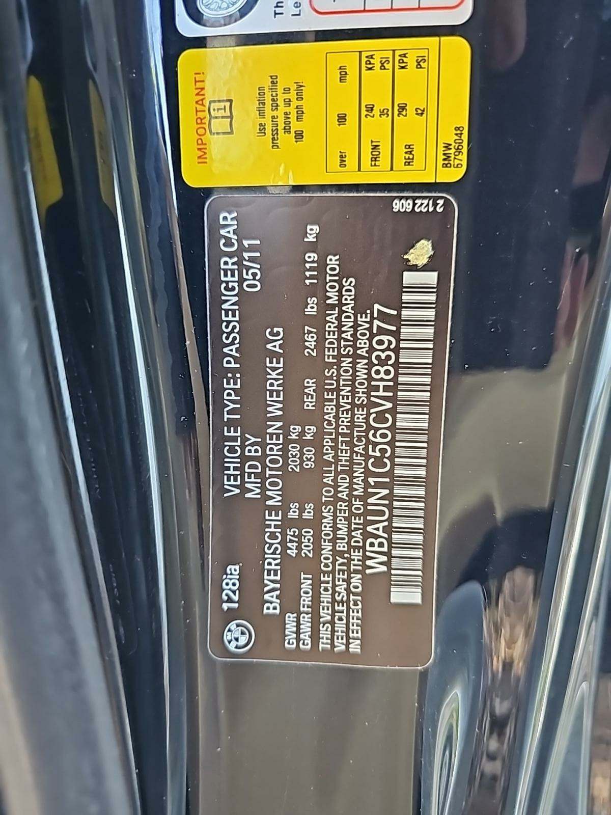 2012 BMW 1 Series 128i RWD