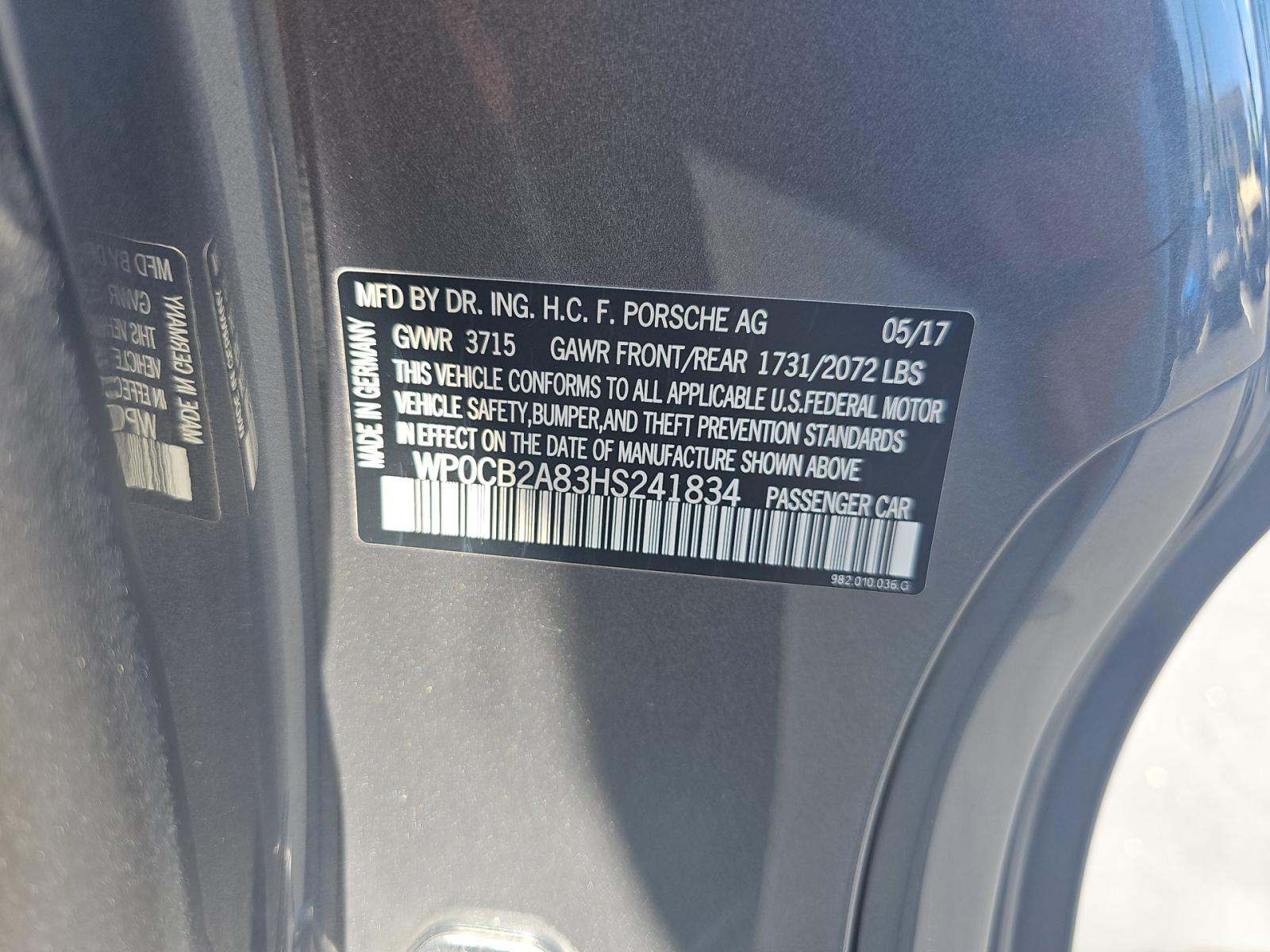 2017 Porsche 718 Boxster S RWD