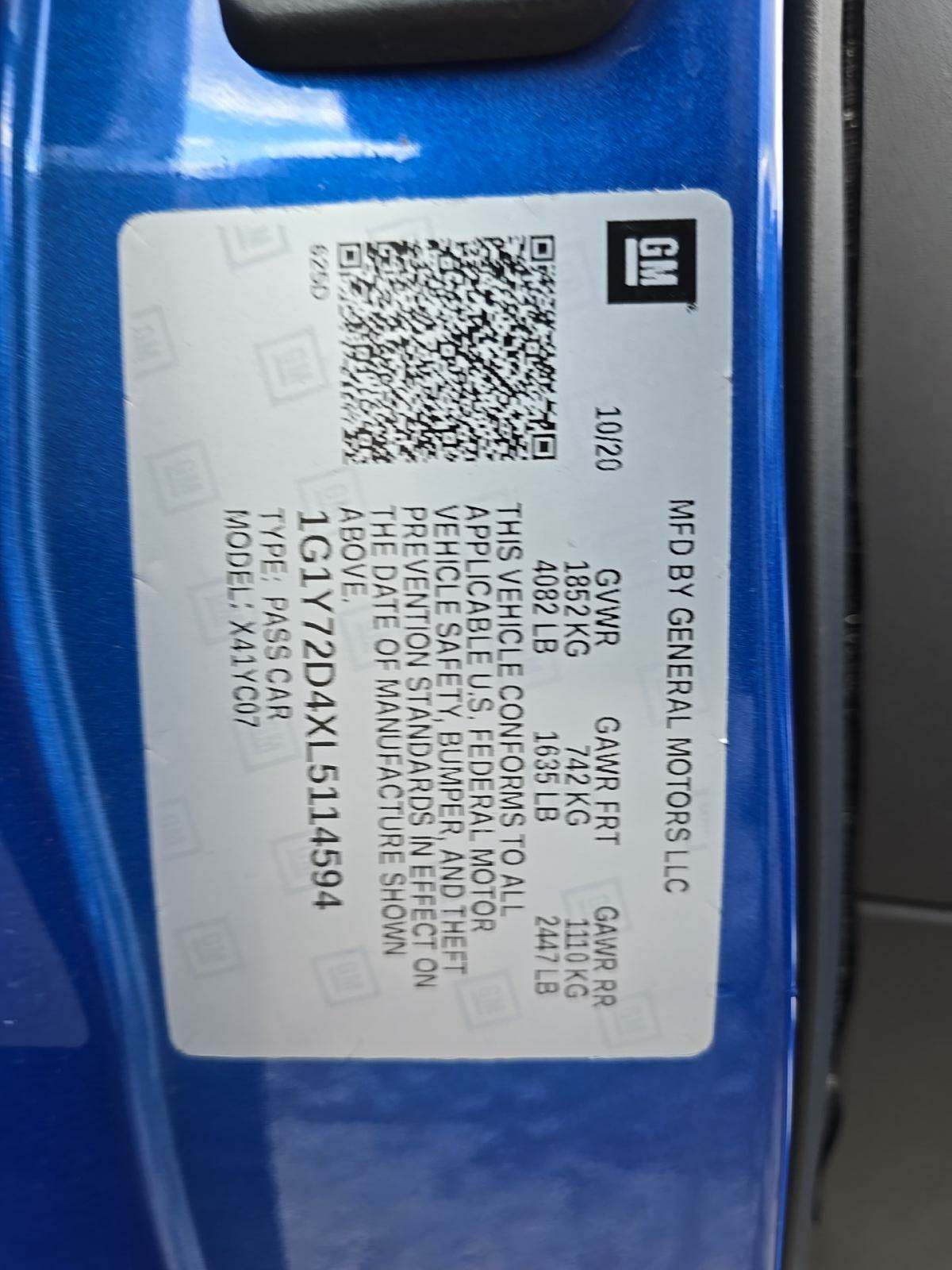 2020 Chevrolet Corvette Stingray RWD