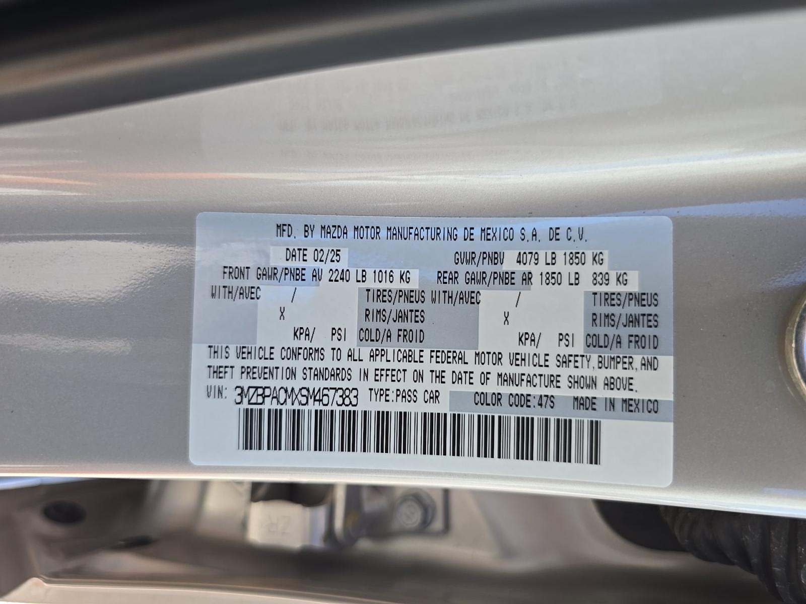 2025 MAZDA MAZDA3 2.5 S FWD