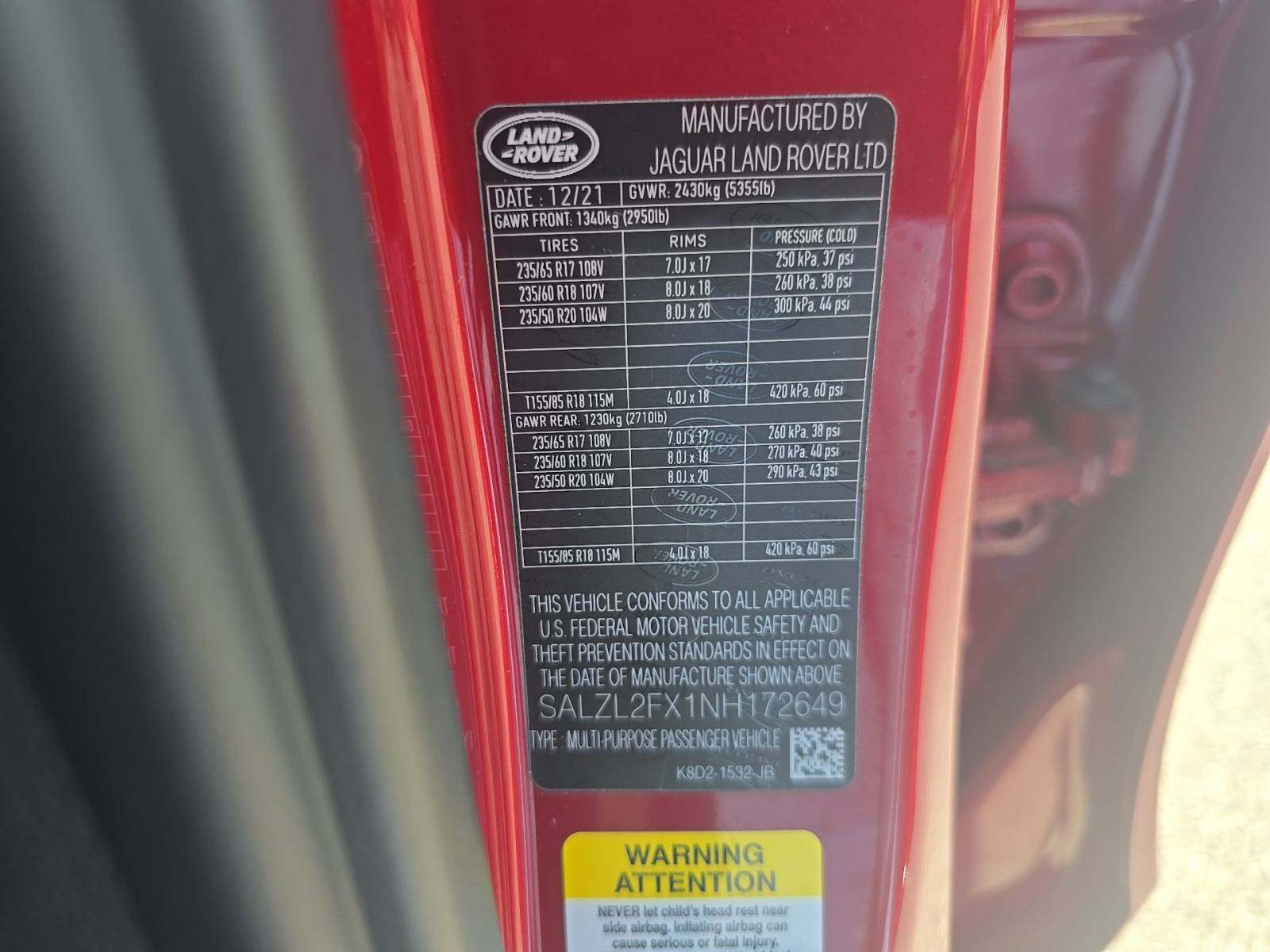 2022 Land Rover Range Rover Evoque R-Dynamic SE AWD