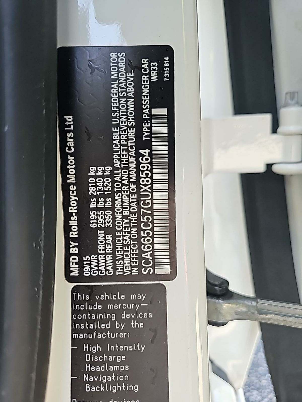 2016 Rolls-Royce Wraith Base RWD