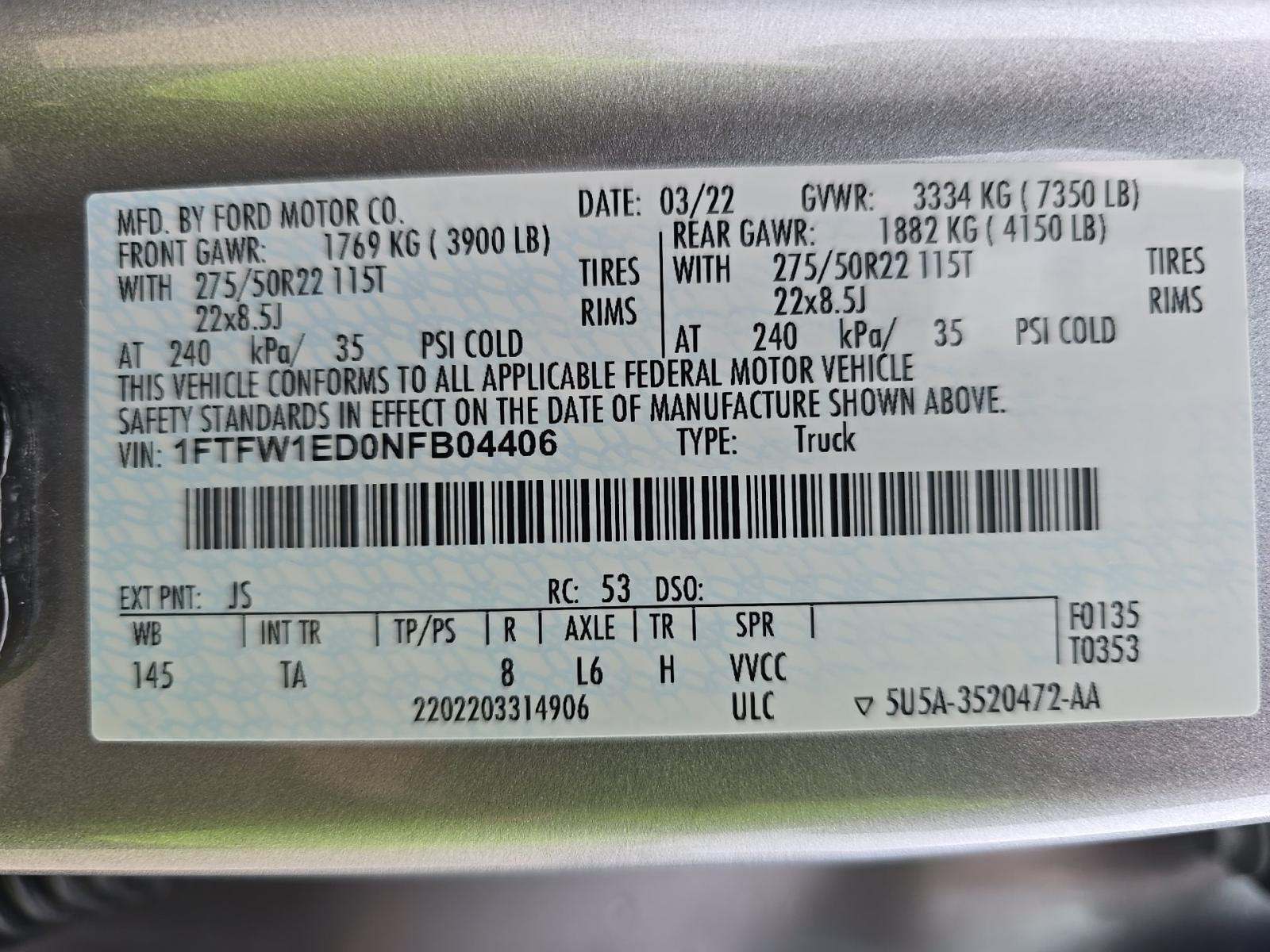 2022 Ford F-150 Hybrid Limited AWD