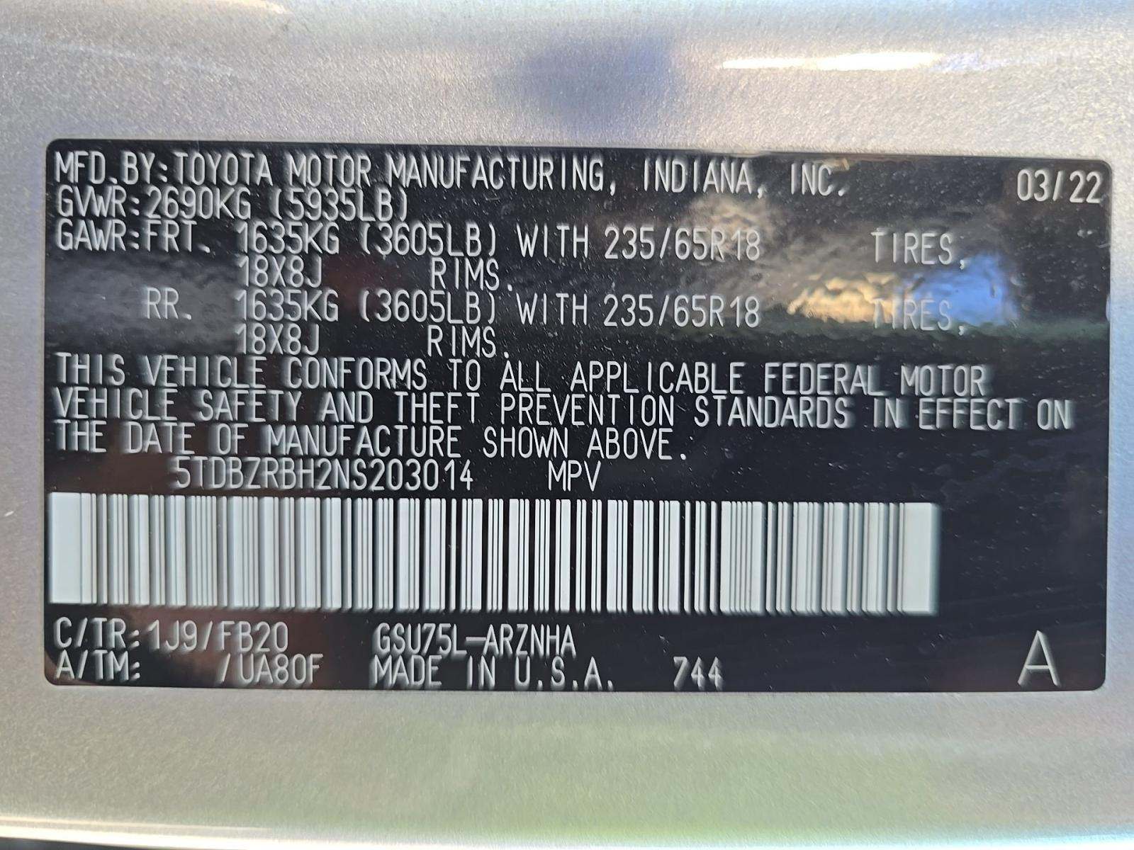 2022 Toyota Highlander LE AWD