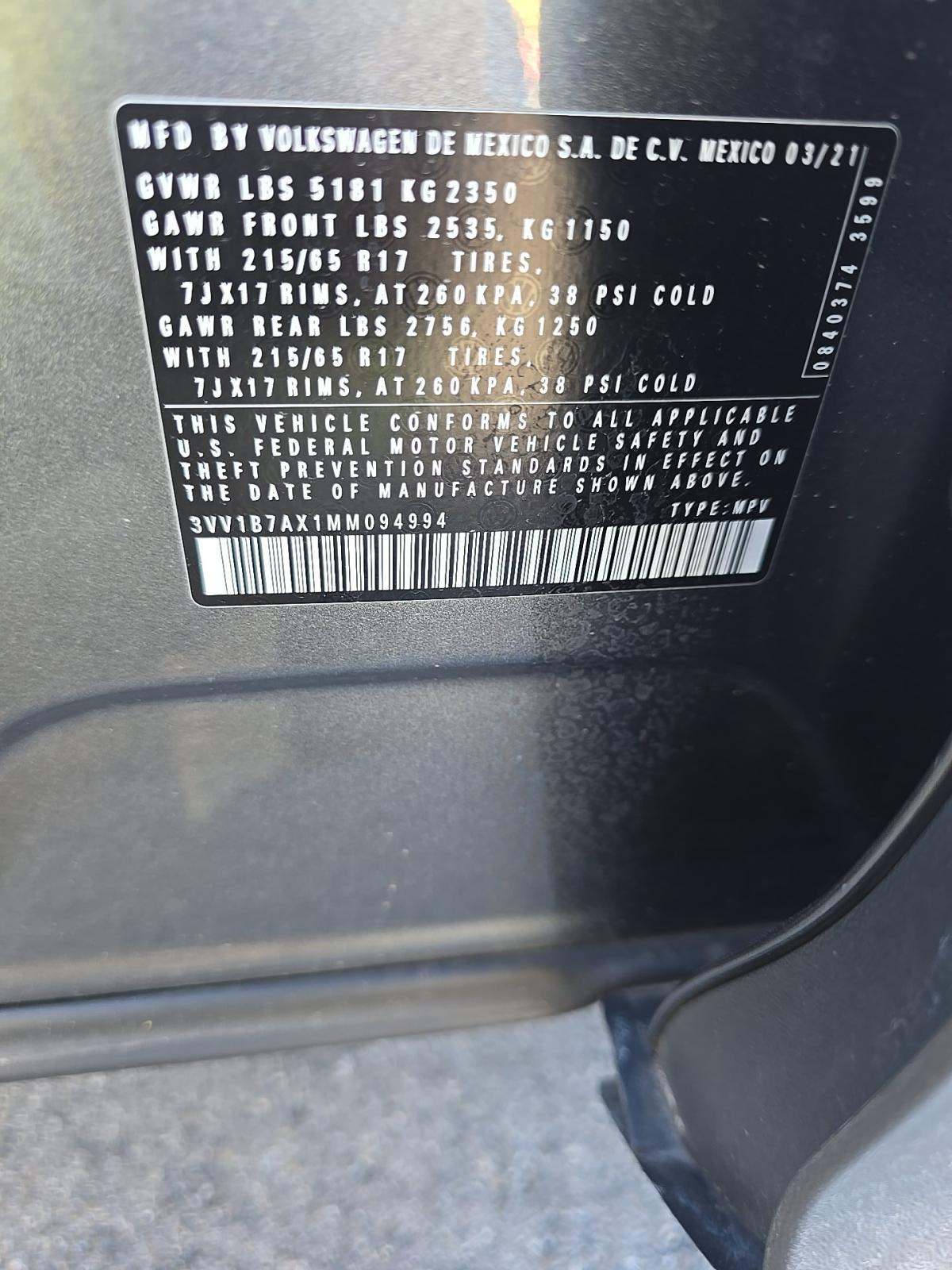 2021 Volkswagen Tiguan 2.0T S FWD