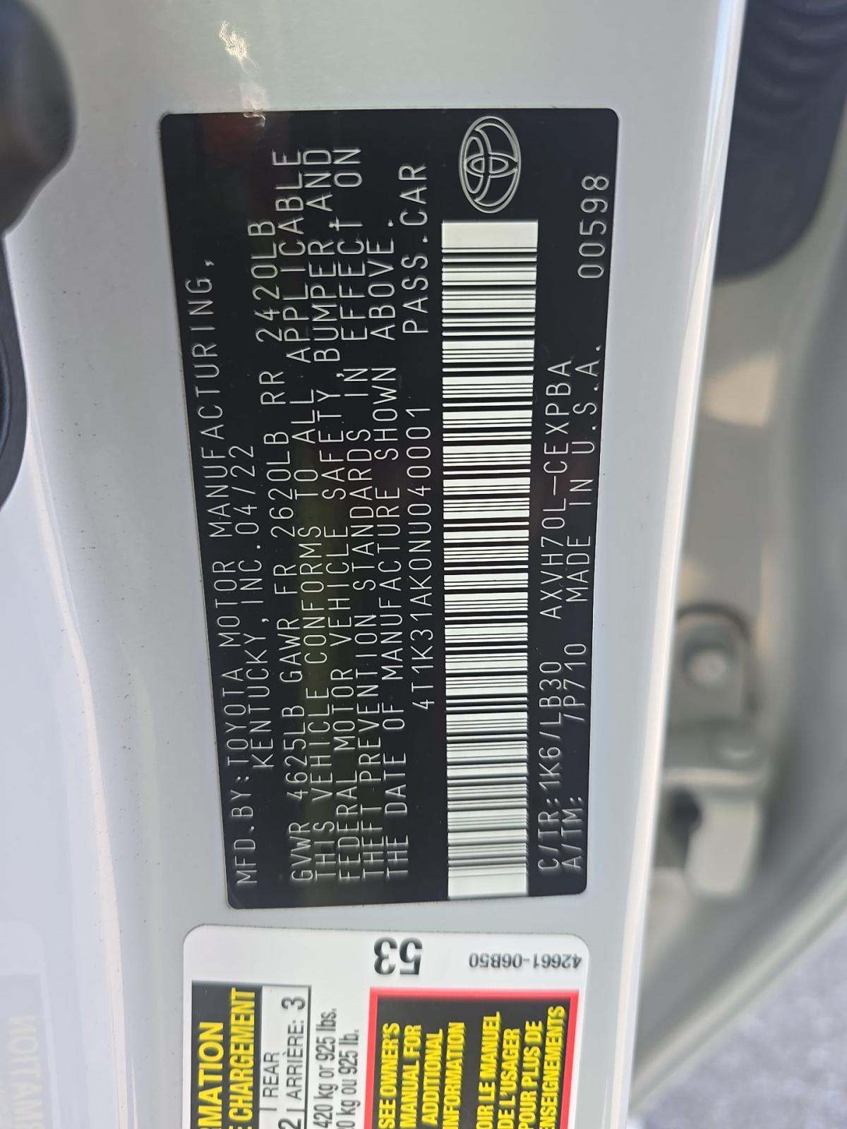 2022 Toyota Camry Hybrid XSE FWD