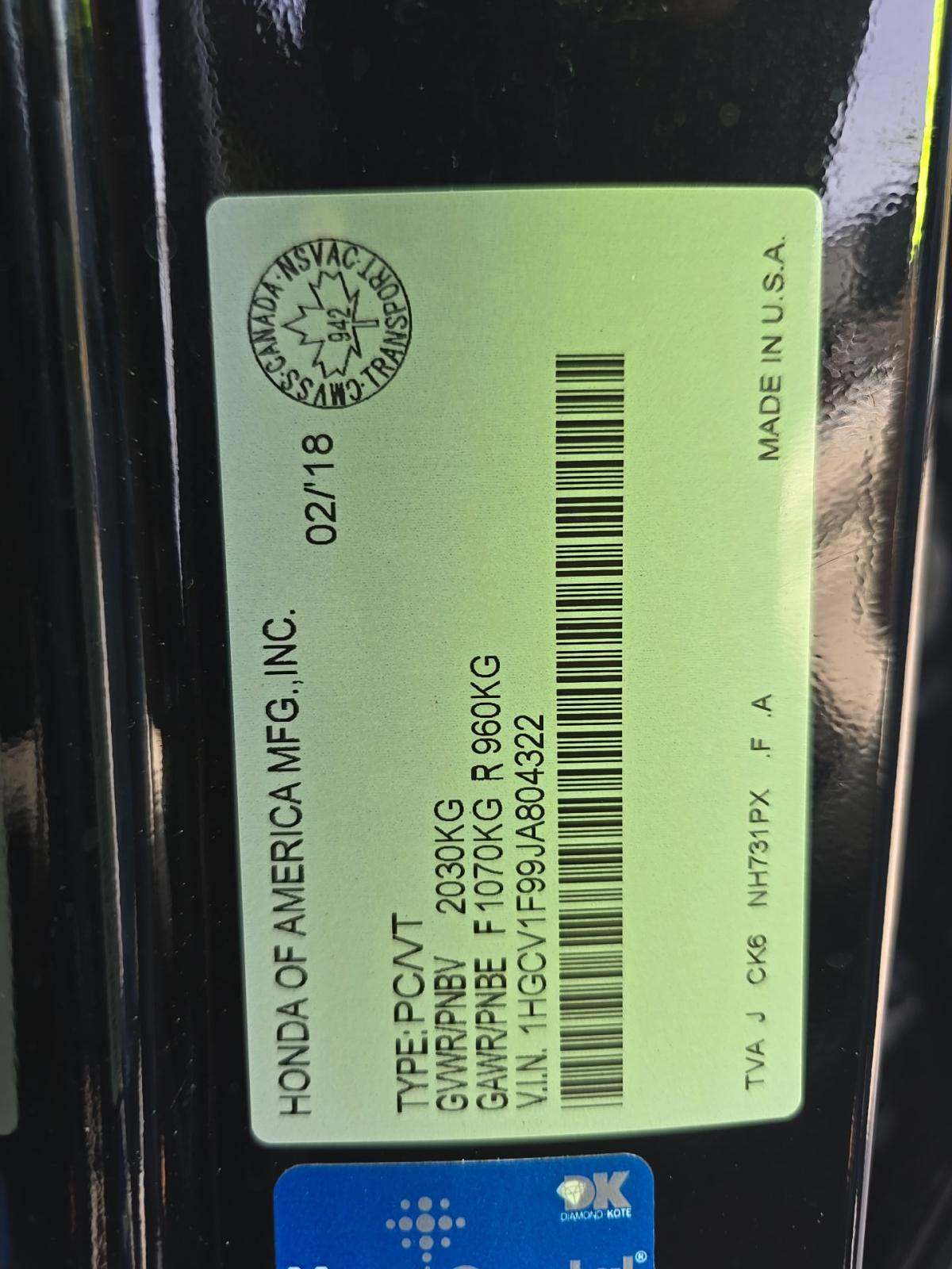 2018 Honda Accord Touring FWD