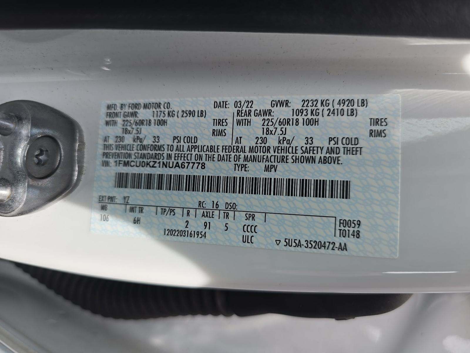 2022 Ford Escape Plug-In Hybrid SEL FWD