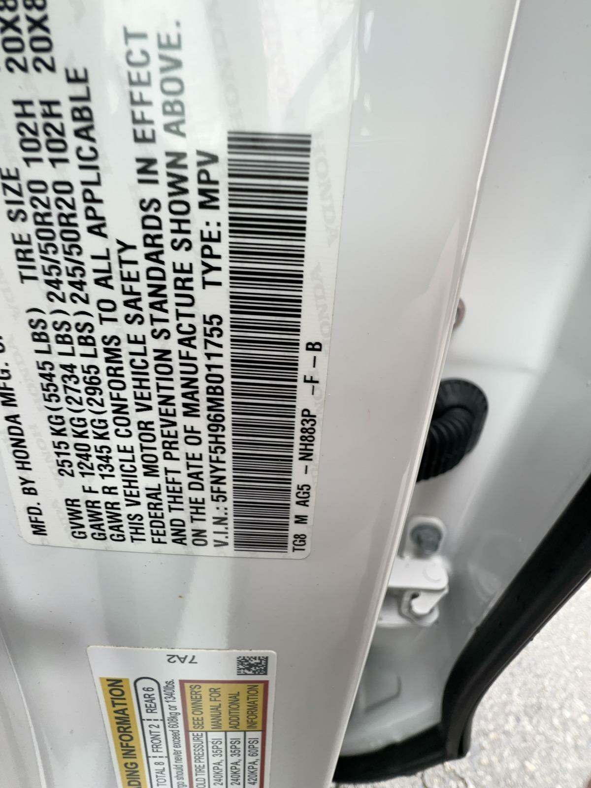 2021 Honda Pilot Touring 8-Passenger FWD