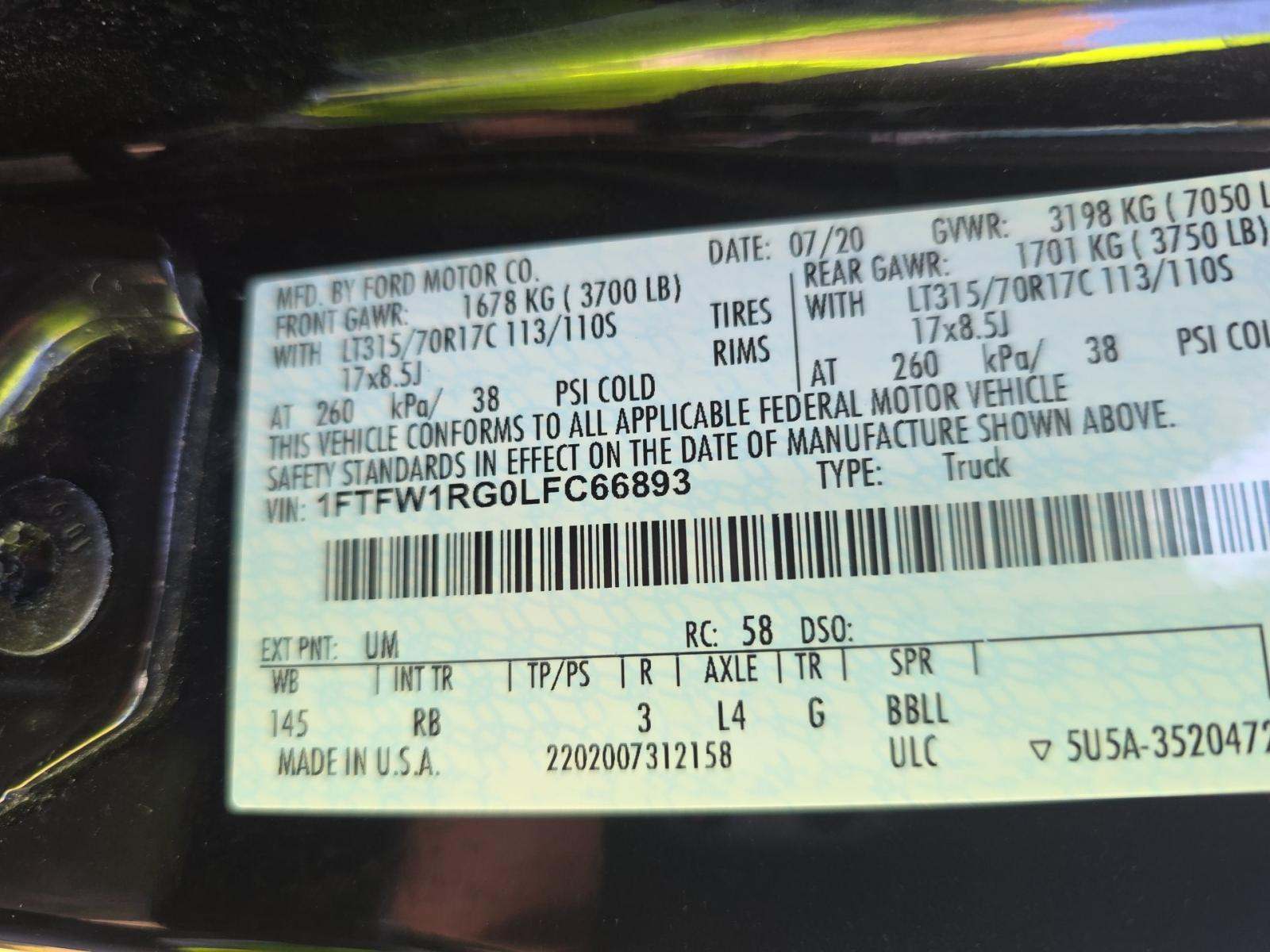 2020 Ford F-150 Raptor AWD