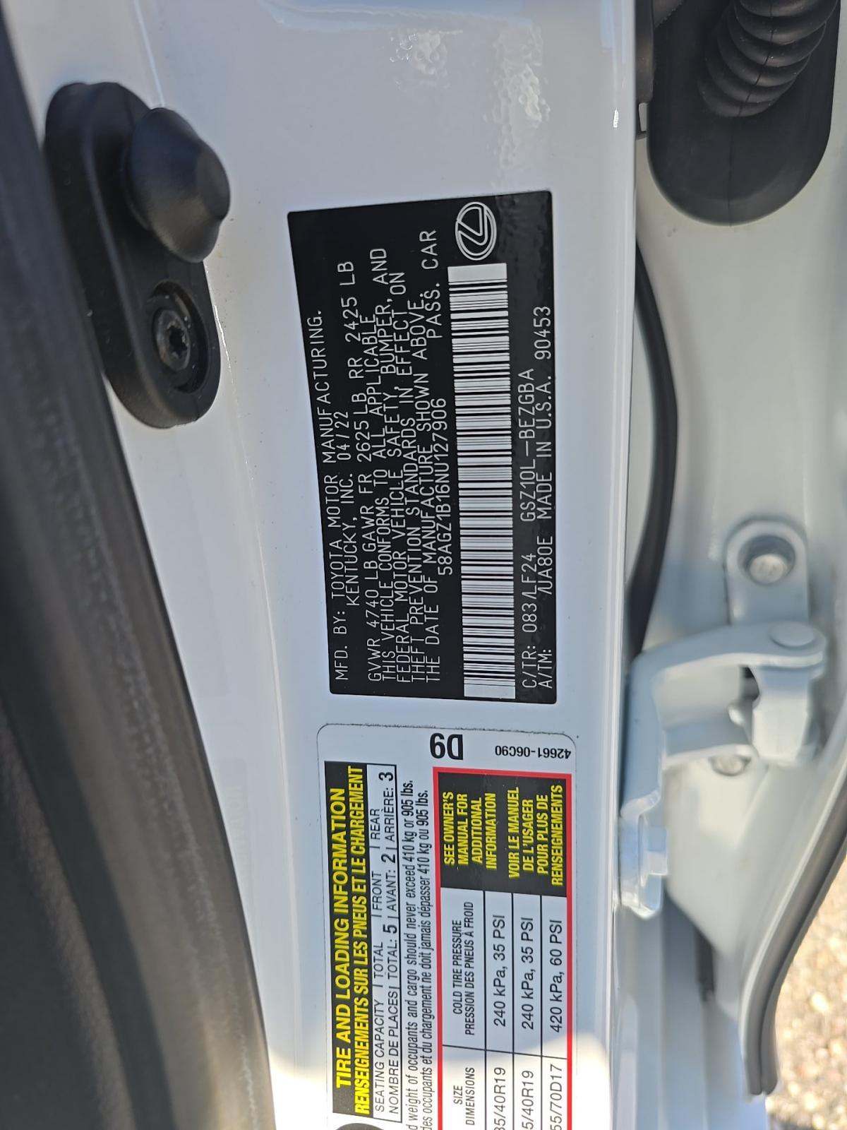 2022 Lexus ES ES 350 F SPORT FWD