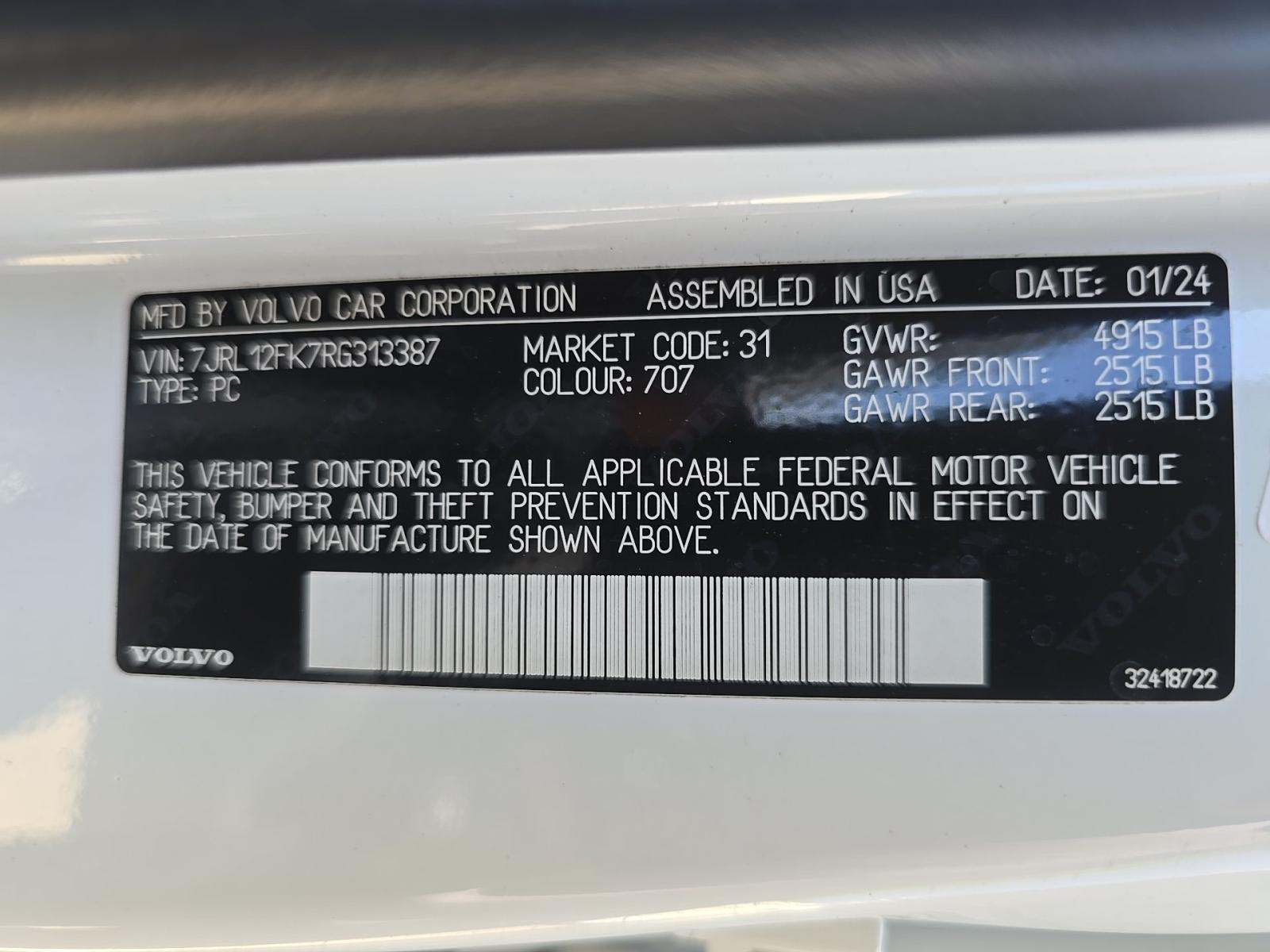 2024 Volvo S60 B5 Core FWD