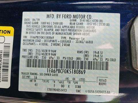 2019 Ford Mustang GT Premium RWD