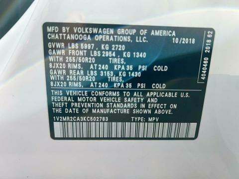 2019 Volkswagen Atlas 3.6L V6 SEL AWD