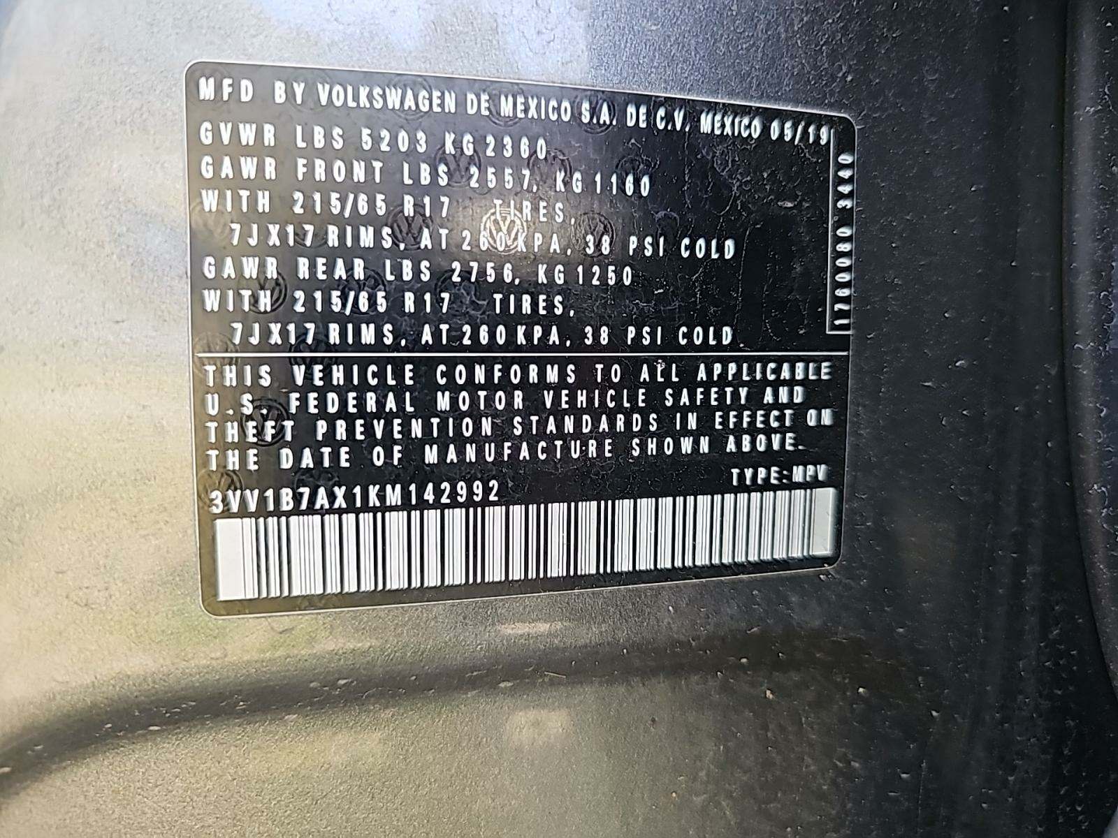 2019 Volkswagen Tiguan 2.0T S FWD