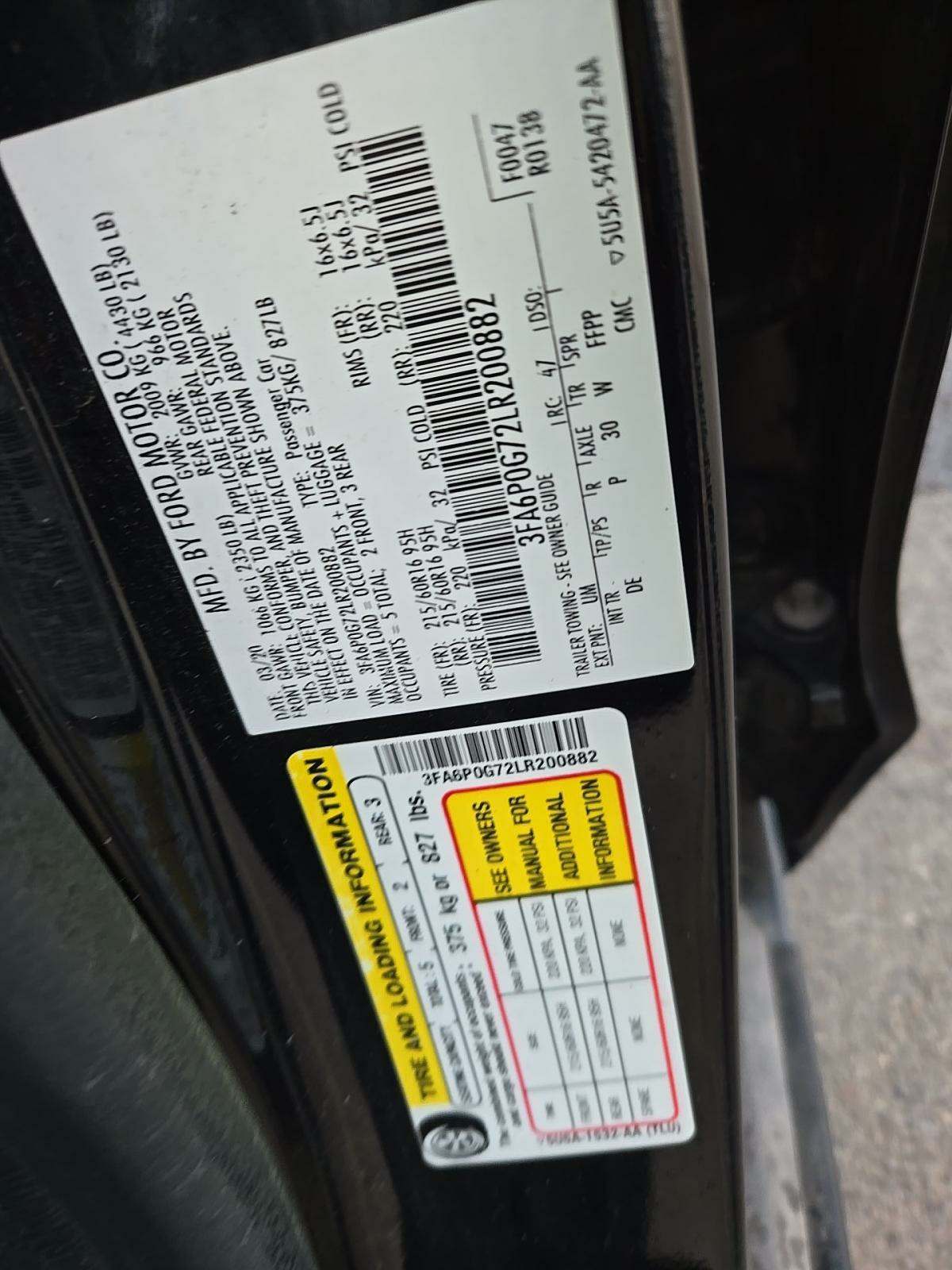 2020 Ford Fusion S FWD