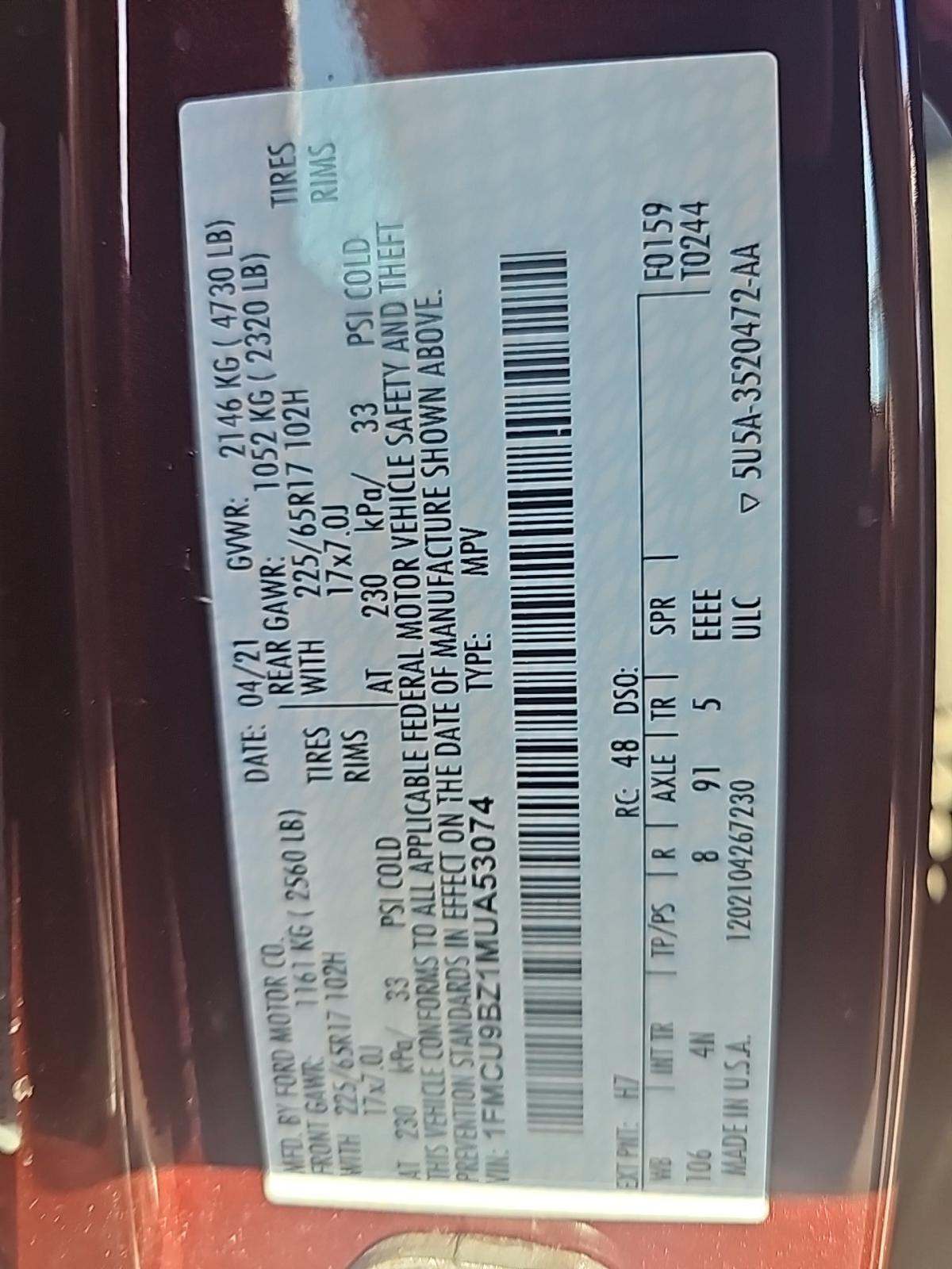 2021 Ford Escape Hybrid SE AWD