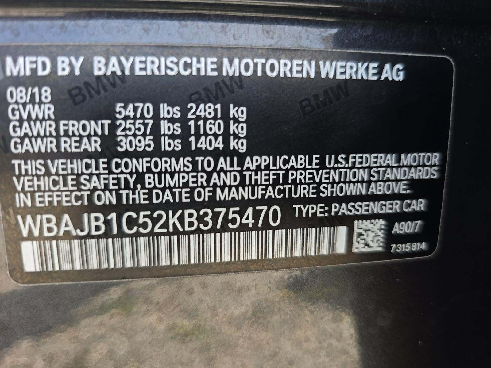 2019 BMW 5 Series 530e xDrive iPerformance AWD