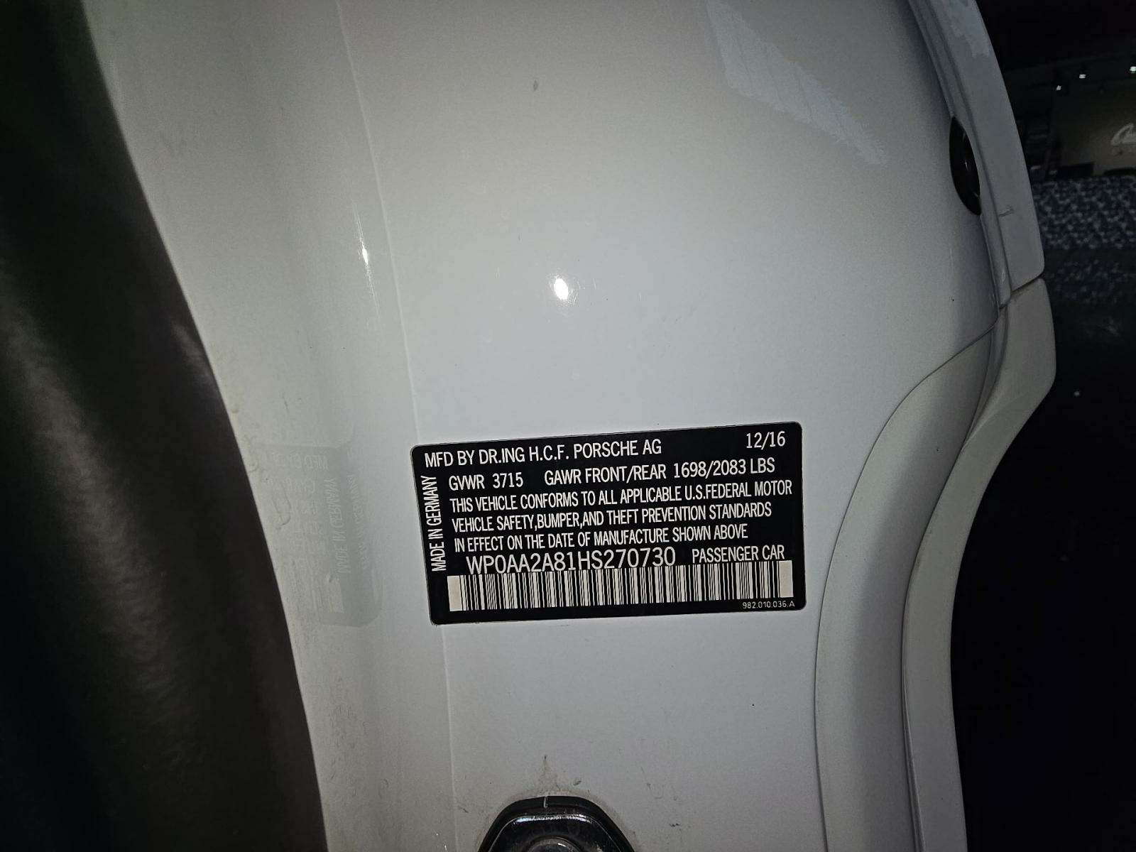 2017 Porsche 718 Cayman Base RWD