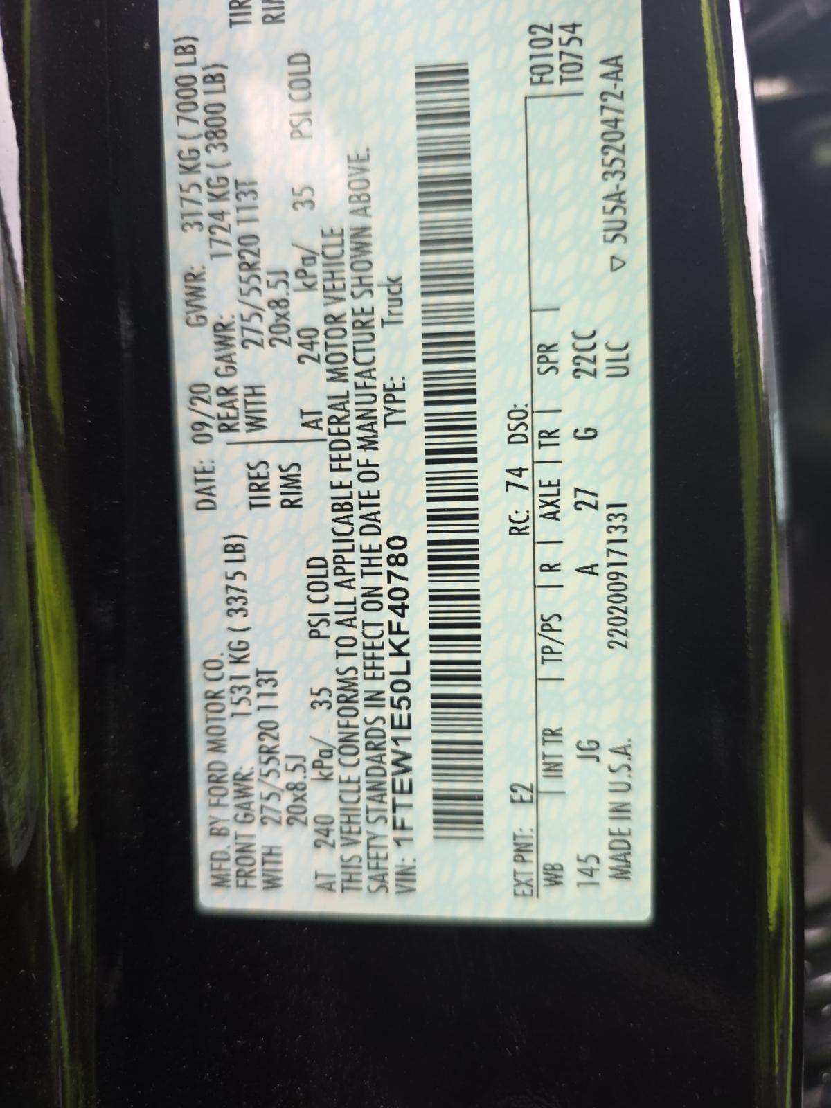 2020 Ford F-150 XL AWD