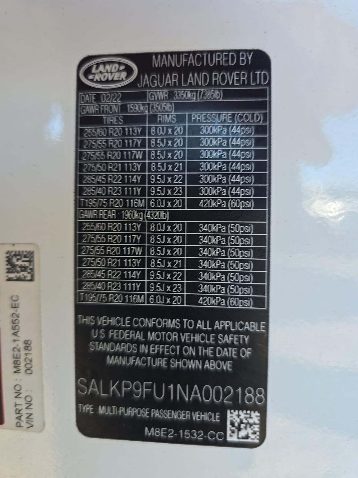 2022 Land Rover Range Rover SE AWD