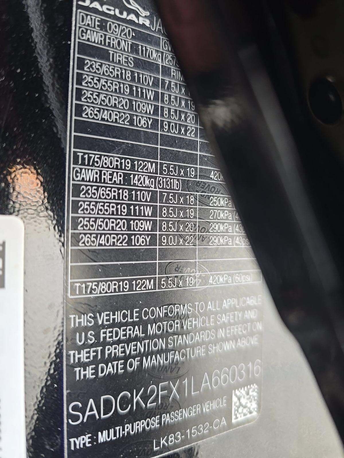 2020 Jaguar F-PACE 25t Prestige AWD