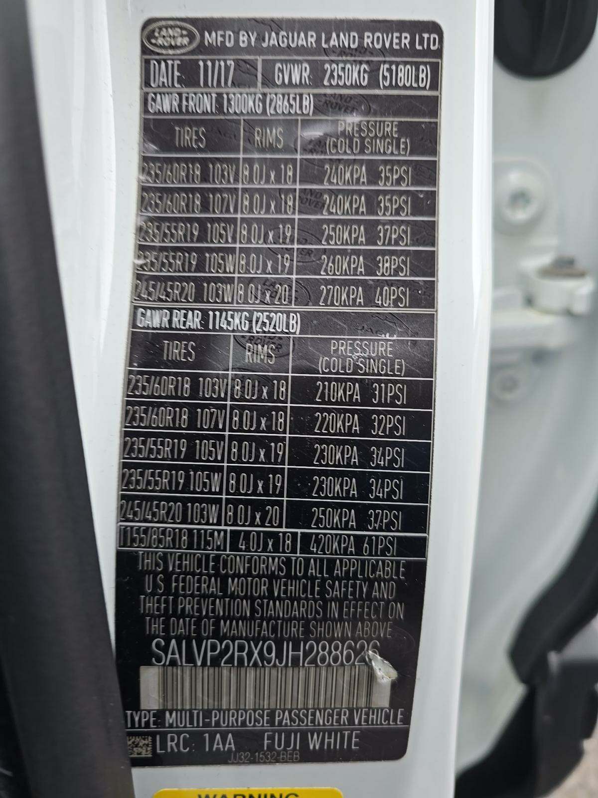 2018 Land Rover Range Rover Evoque SE Premium AWD