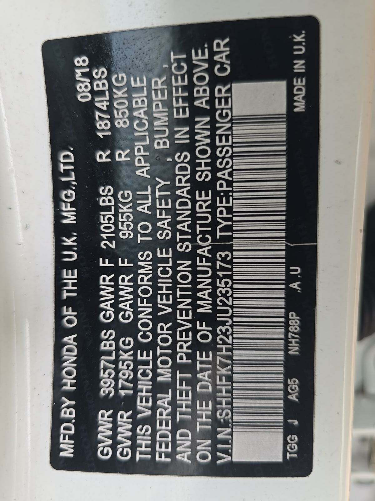 2018 Honda Civic Hatchback LX FWD