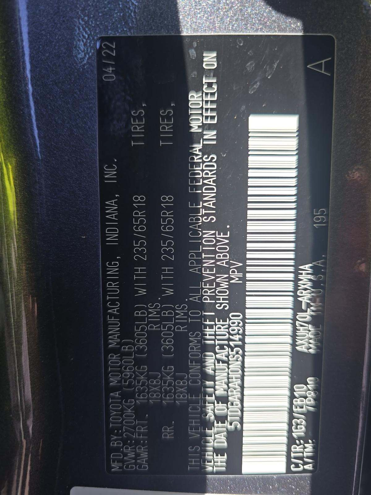 2022 Toyota Highlander Hybrid XLE FWD