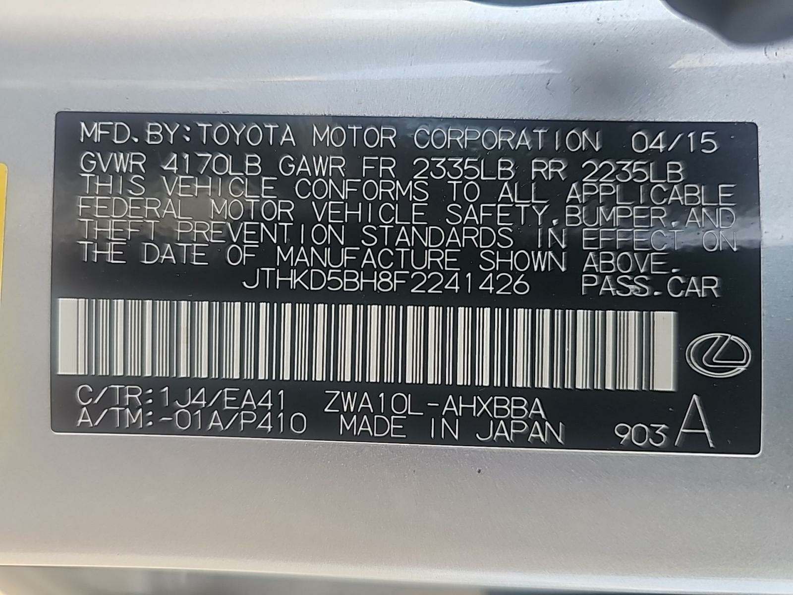 2015 Lexus CT CT 200h FWD