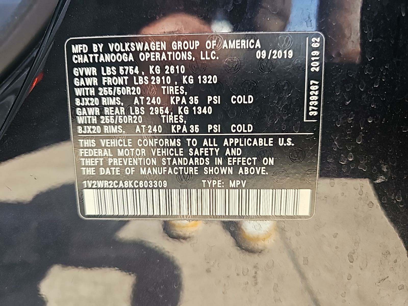 2019 Volkswagen Atlas 3.6L SE FWD